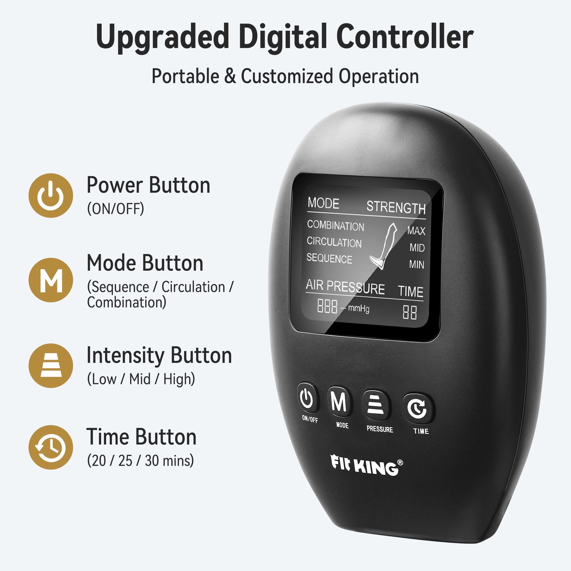 FIT KING LEG MASSAGER: FOOT & CALF RECOVERY, AIR COMPRESSION SYSTEM - FSA/HSA ELIGIBLE
