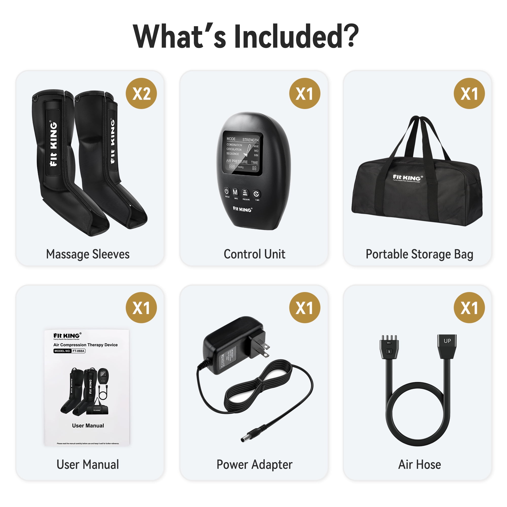 FIT KING LEG MASSAGER: FOOT & CALF RECOVERY, AIR COMPRESSION SYSTEM - FSA/HSA ELIGIBLE