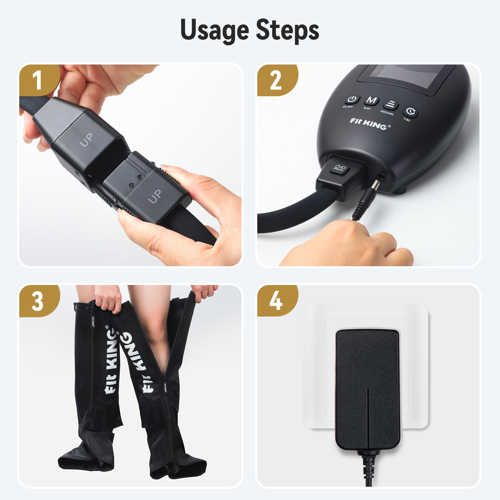 FIT KING LEG MASSAGER: FOOT & CALF RECOVERY, AIR COMPRESSION SYSTEM - FSA/HSA ELIGIBLE
