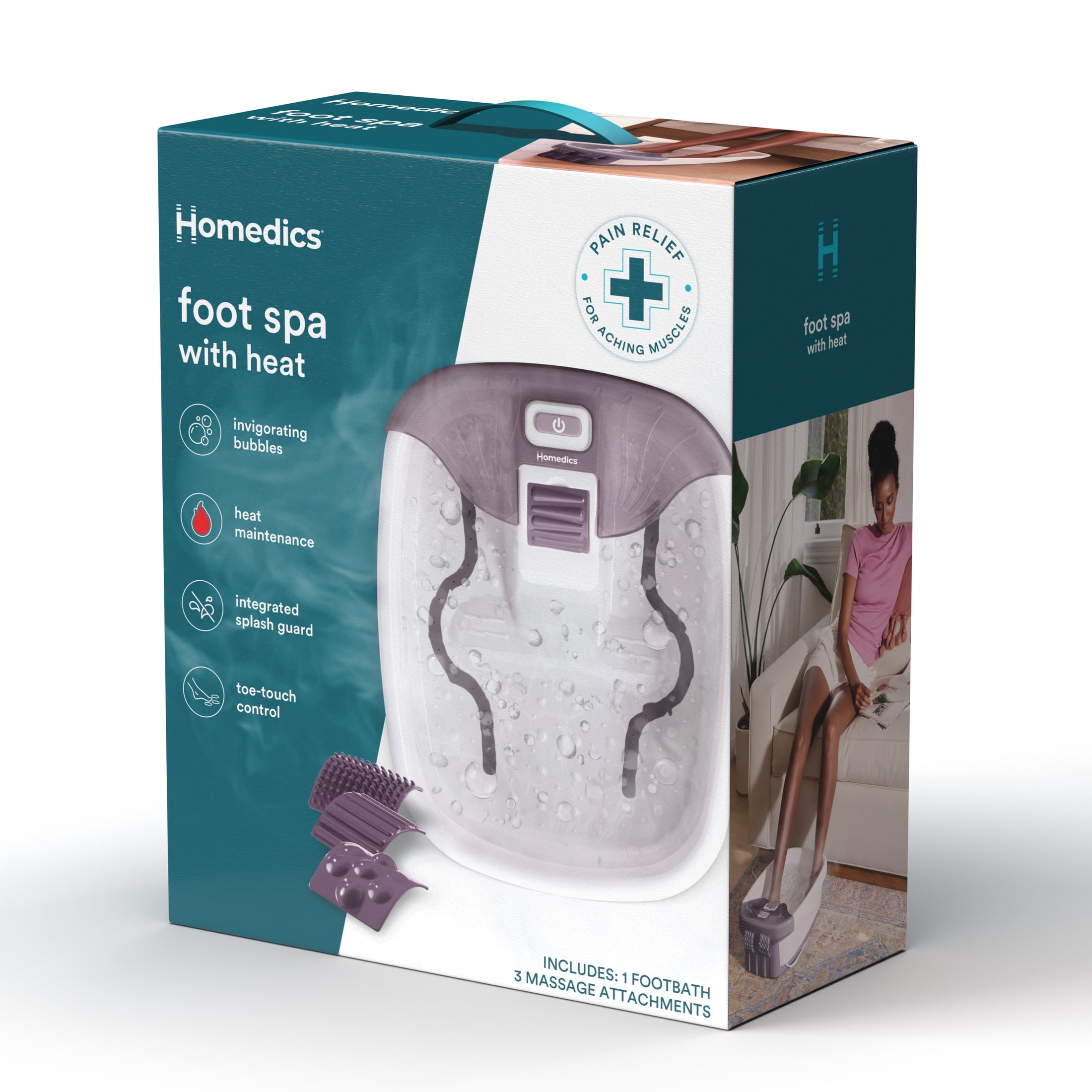 Homedics Lilac Bubble Bliss Footbath for Ultimate Relaxation