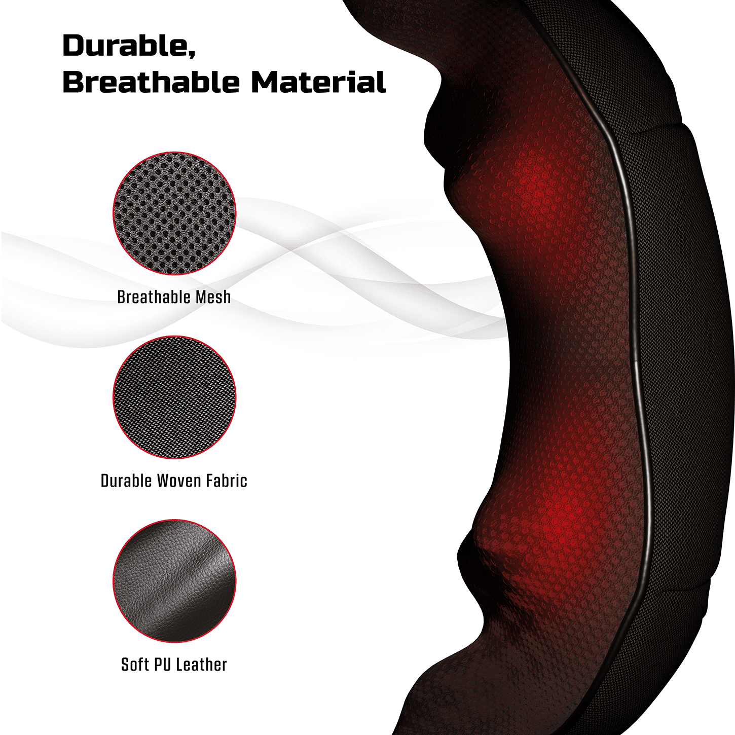 Fitrx Wireless Shiatsu Massager for Shoulders, Back & Neck with Heat, USB Rechargeable, Black
