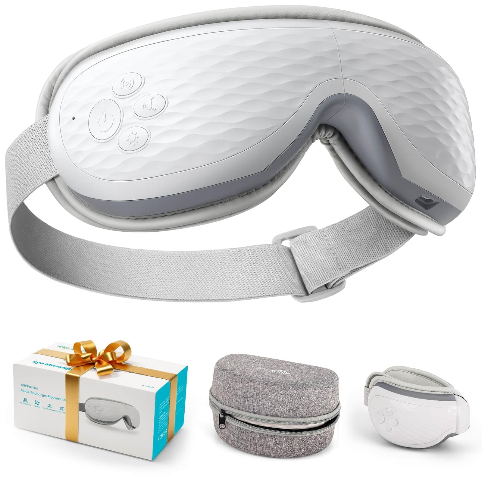 ALLJOY EYE MASSAGER WITH HEAT, BLUETOOTH, COMPRESSION - RELIEF FOR MIGRAINES, EYE STRAIN - IDEAL GIFT