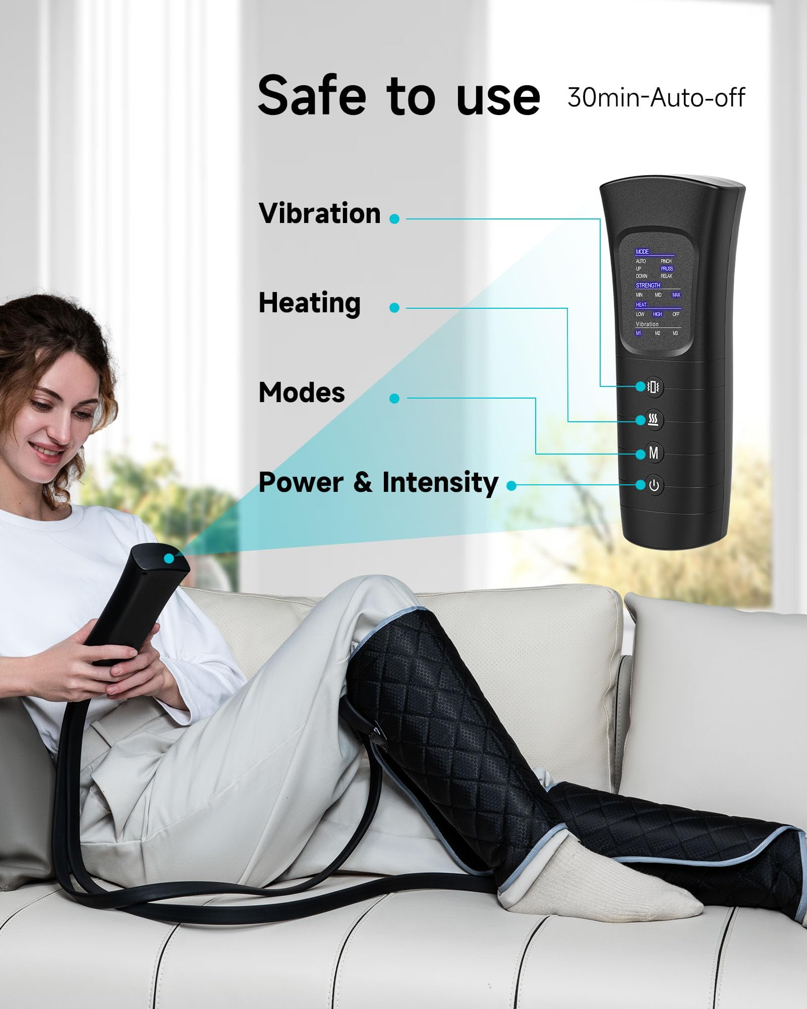 ALLJOY LEG MASSAGER: AIR COMPRESSION WITH 6 MODES, HEATING, VIBRATION - IDEAL GIFT FOR WOMEN & MEN"