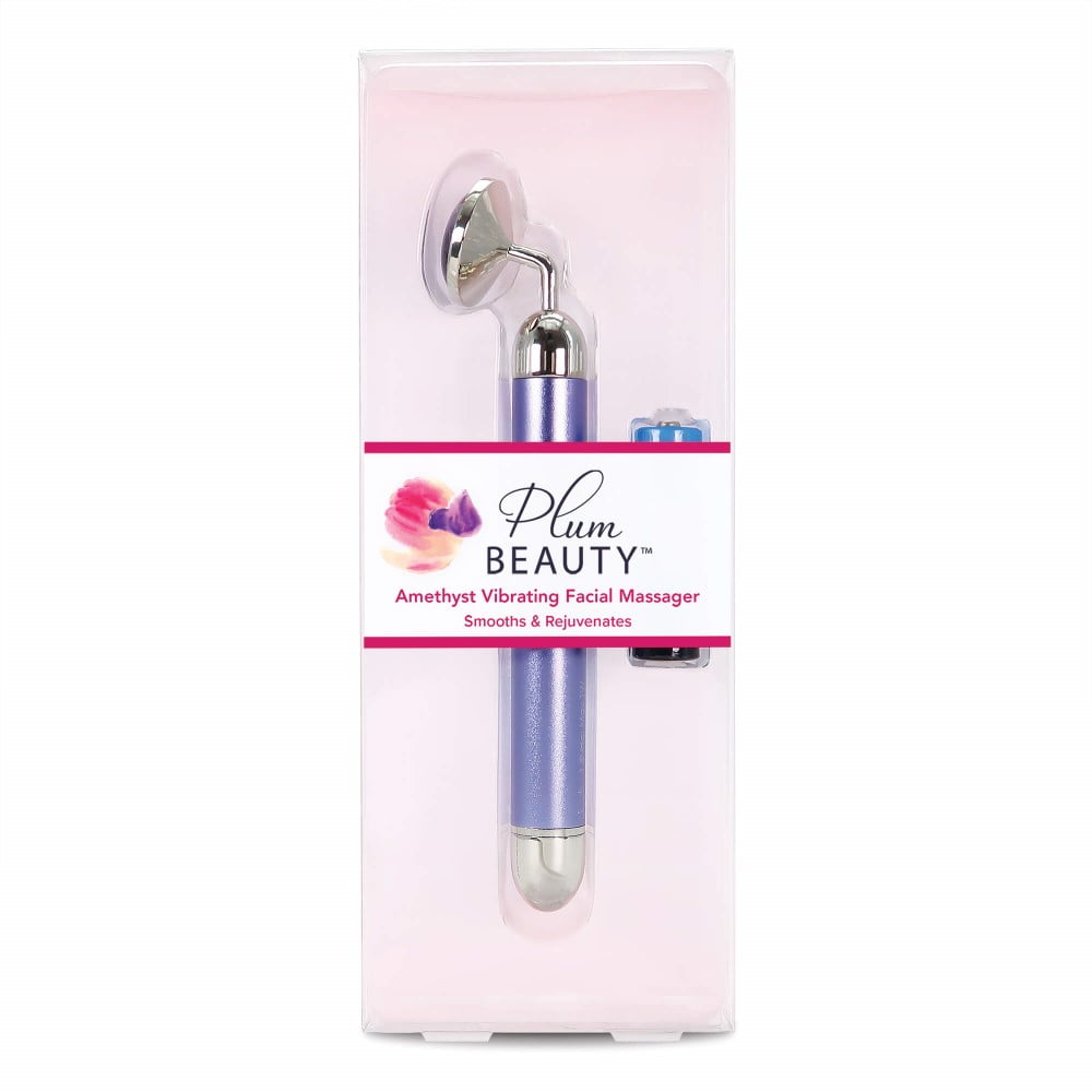 PLUM BEAUTY AMETHYST ROSE QUARTZ FACIAL MASSAGER FOR SKIN TIGHTNESS & TONE