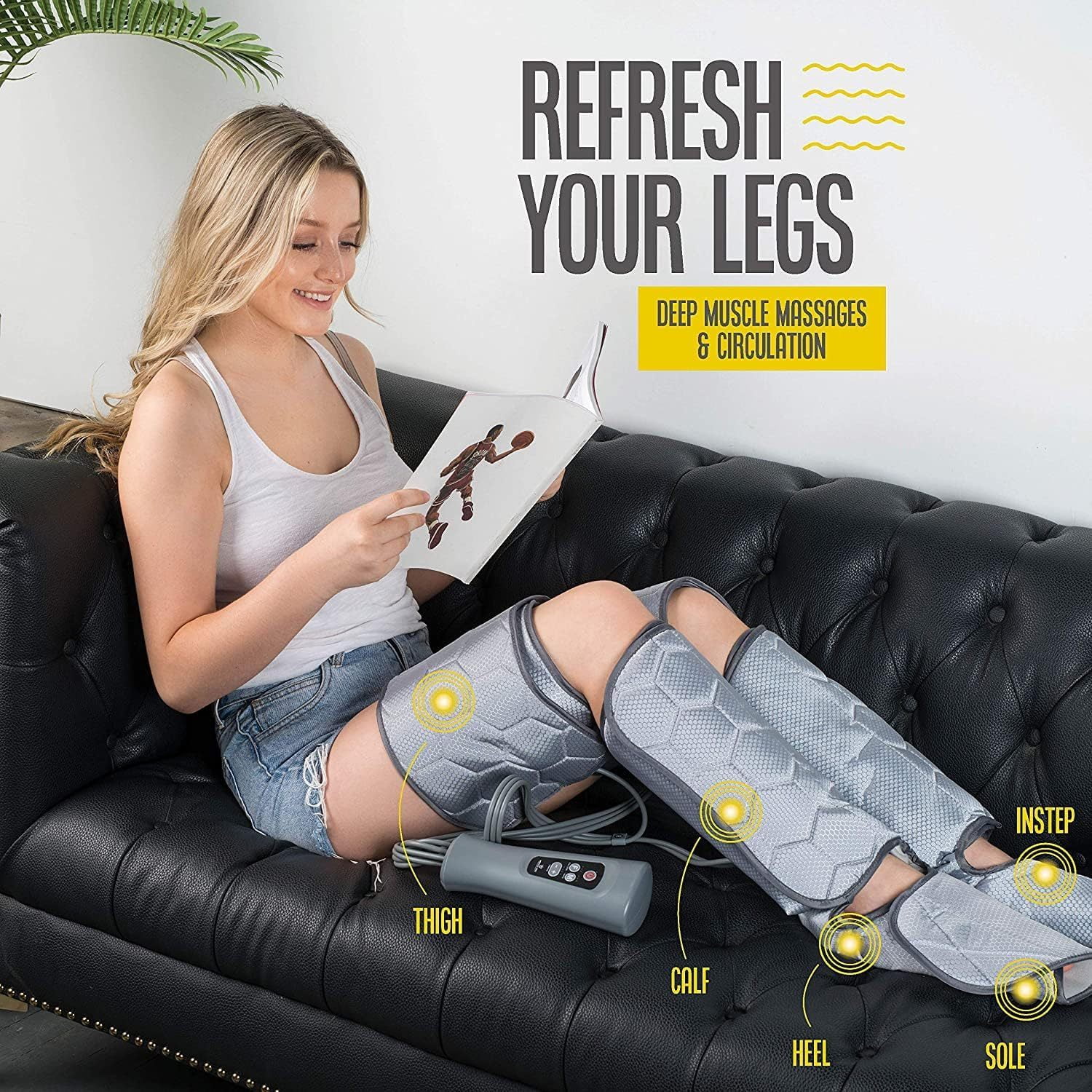 LZHF AIR COMPRESSION LEG MASSAGER FOR CIRCULATION AND RELAXATION - ASBL SIZE - 4 INTENSITIES, 6 MODES - PAIN RELIEF