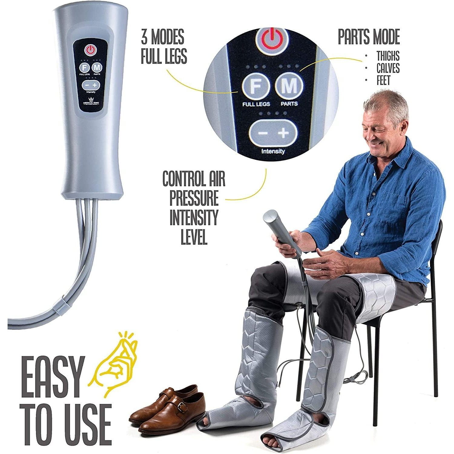 LZHF AIR COMPRESSION LEG MASSAGER FOR CIRCULATION AND RELAXATION - ASBL SIZE - 4 INTENSITIES, 6 MODES - PAIN RELIEF