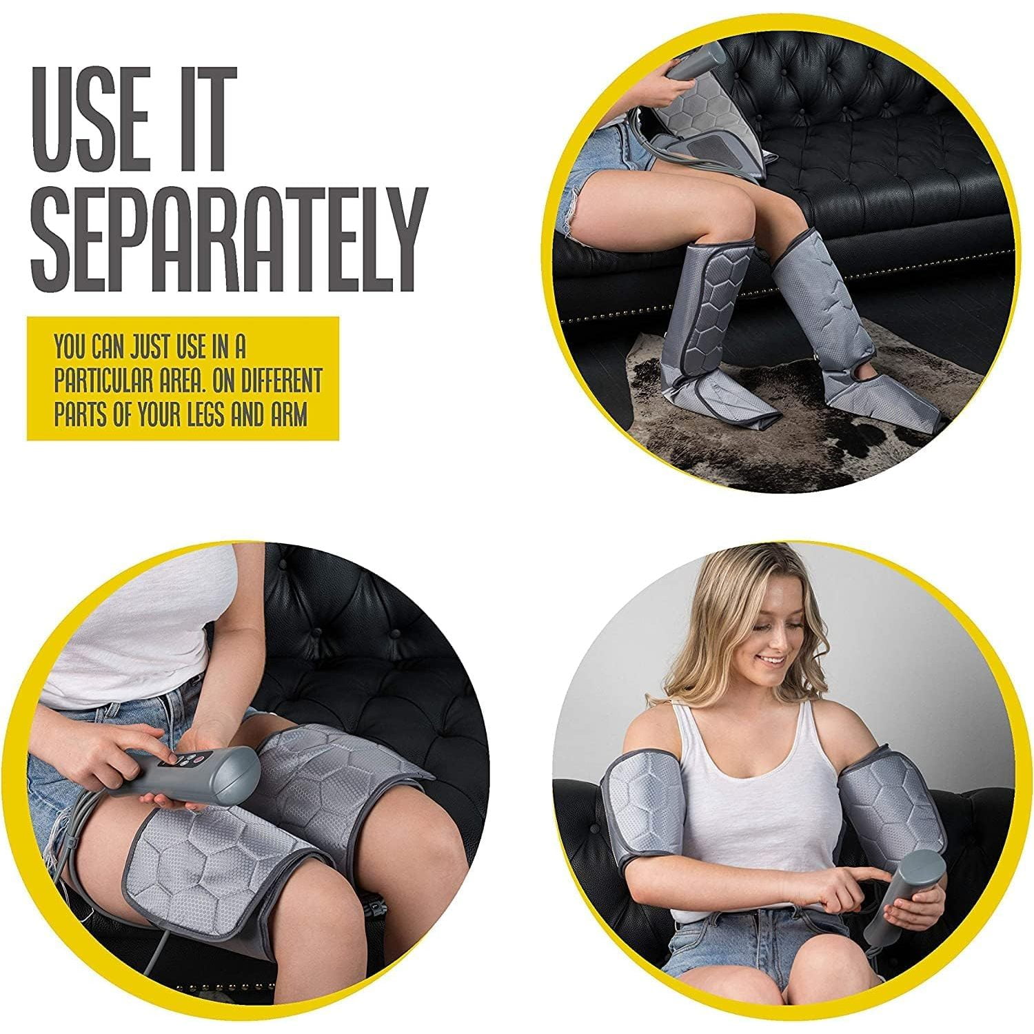 LZHF AIR COMPRESSION LEG MASSAGER FOR CIRCULATION AND RELAXATION - ASBL SIZE - 4 INTENSITIES, 6 MODES - PAIN RELIEF