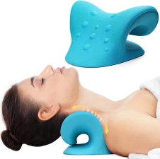 Cervical Neck Traction Pillow for Pain Relief and Muscle Relaxation (Blue)