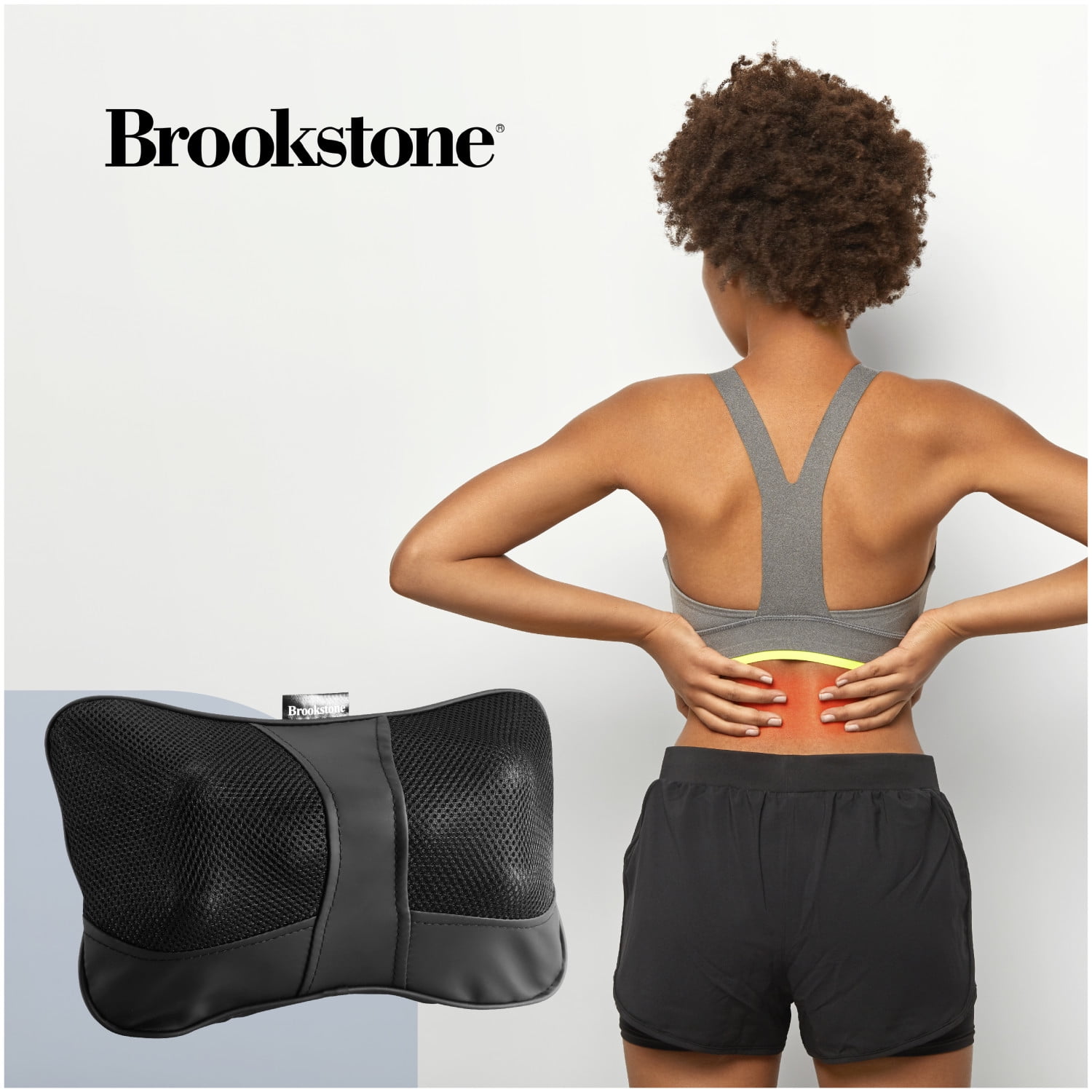 Brookstone Shiatsu Massage Pillow with 6 Nodes for Neck & Lumbar