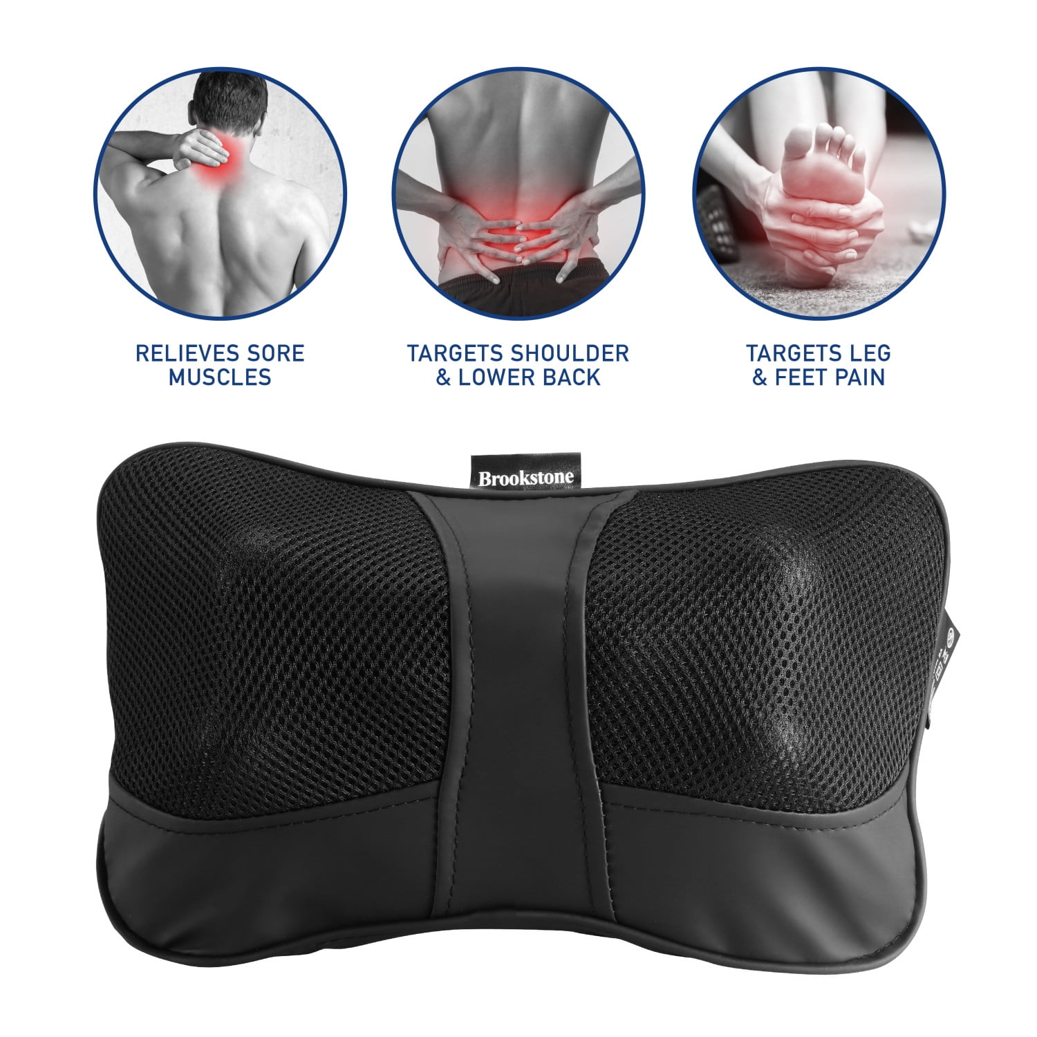 Brookstone Shiatsu Massage Pillow with 6 Nodes for Neck & Lumbar