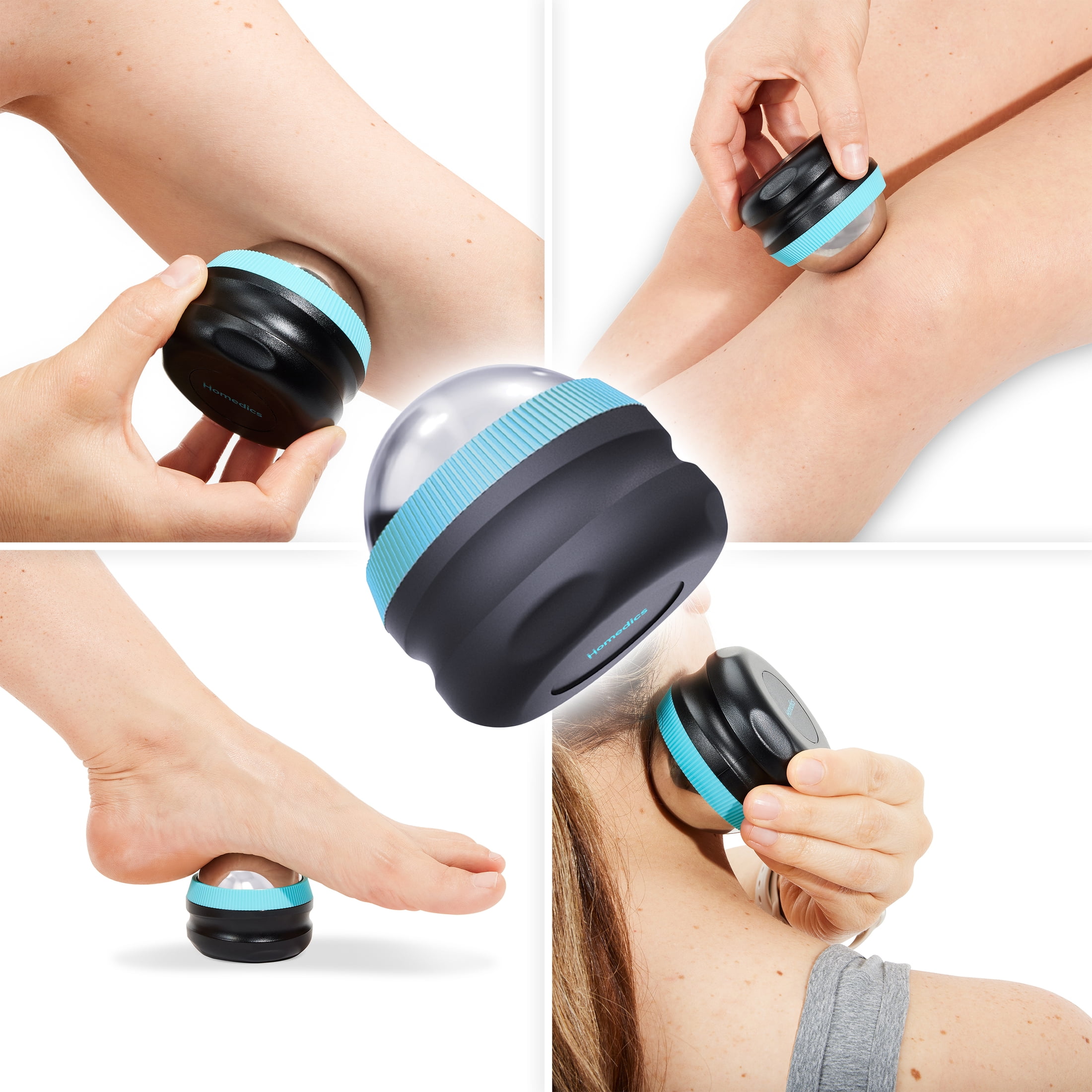Homedics Small Icy-Glide Cold Therapy Massage Roller for Pain Relief, 2.56" Silver
