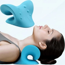 Cervical Traction Device for Neck & Shoulder Relief, TMJ Pain, Spine Alignment - Chiropractic Pillow (Blue)