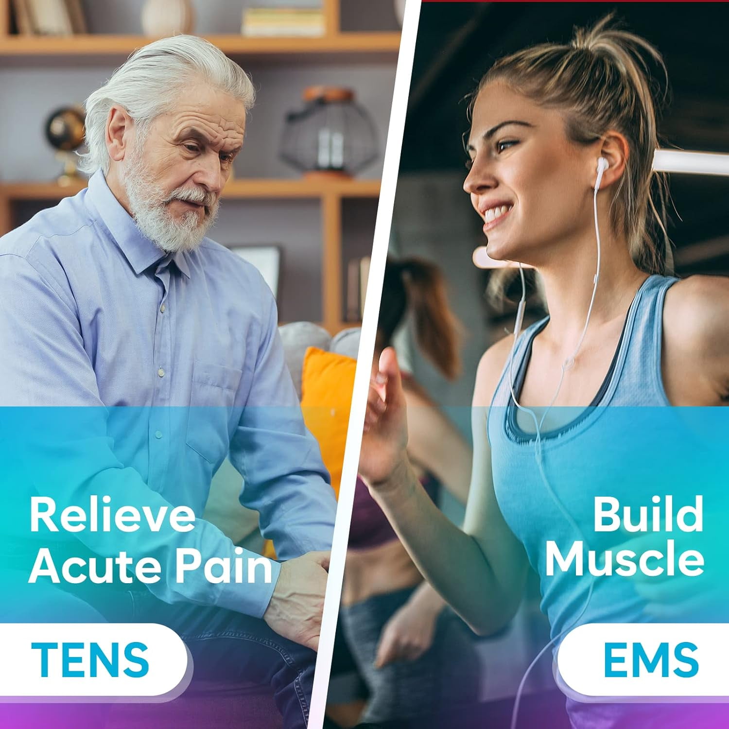 Easy@Home Rechargeable TENS Unit Muscle Stimulator Massager, 2-Output