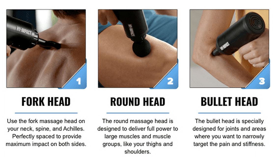 HY-IMPACT Cordless Muscle Massager with 4 Interchangeable Heads