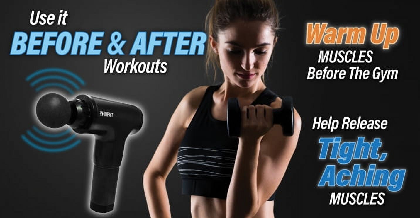HY-IMPACT Cordless Muscle Massager with 4 Interchangeable Heads