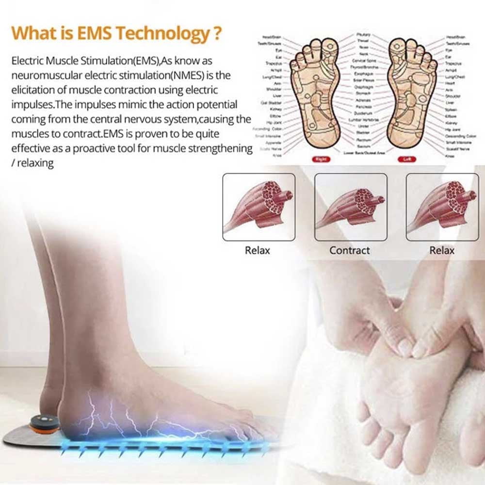 DERCLIVE PORTABLE EMS ELECTRIC FOOT MASSAGER MAT PAD USB LCD RECHARGEABLE - 6 MODES, 9 INTENSITY LEVELS - LEG RESHAPING FOR MEN WOMEN