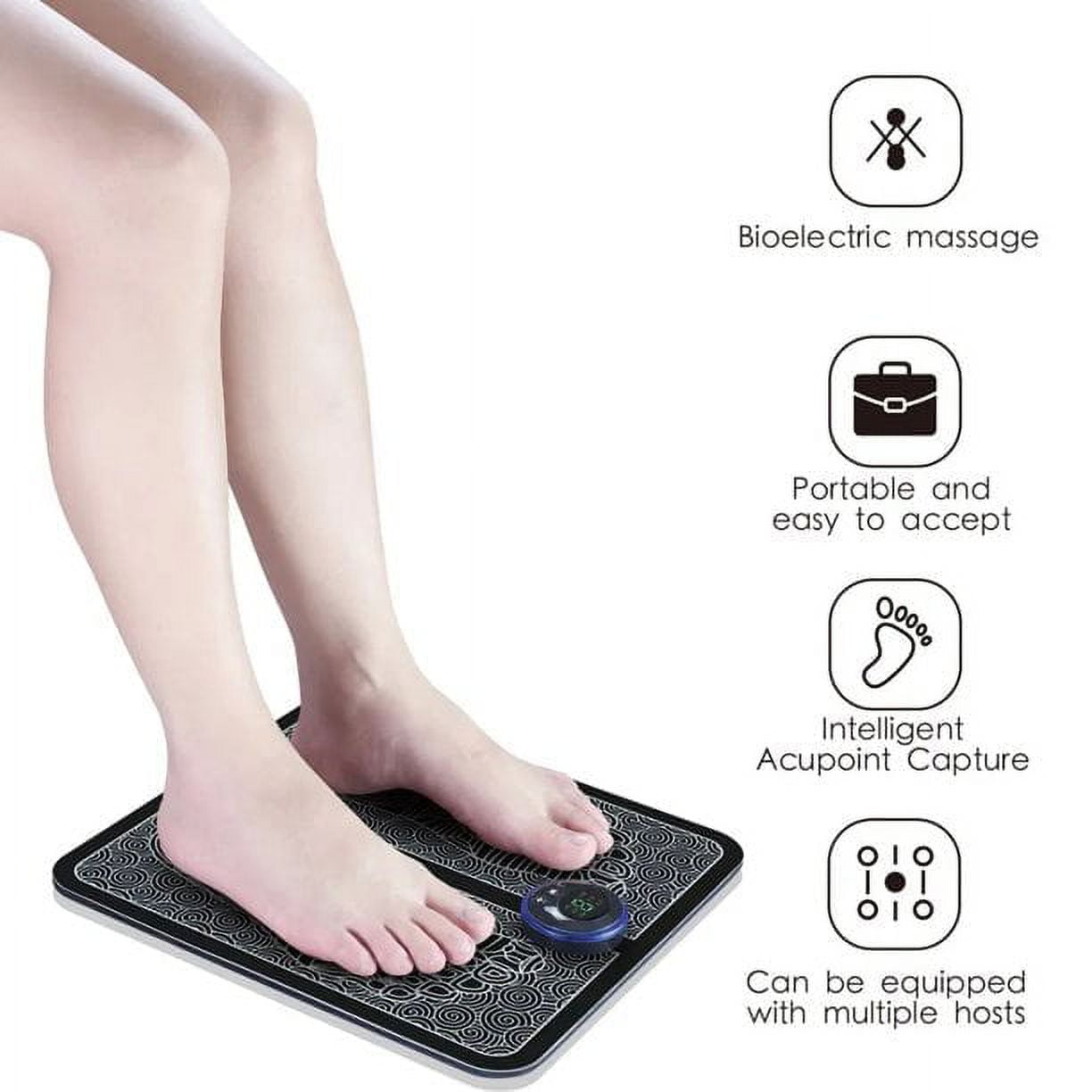 DERCLIVE PORTABLE EMS ELECTRIC FOOT MASSAGER MAT PAD USB LCD RECHARGEABLE - 6 MODES, 9 INTENSITY LEVELS - LEG RESHAPING FOR MEN WOMEN