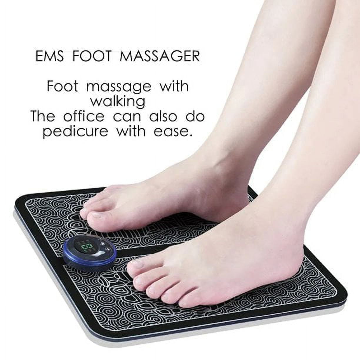 DERCLIVE PORTABLE EMS ELECTRIC FOOT MASSAGER MAT PAD USB LCD RECHARGEABLE - 6 MODES, 9 INTENSITY LEVELS - LEG RESHAPING FOR MEN WOMEN