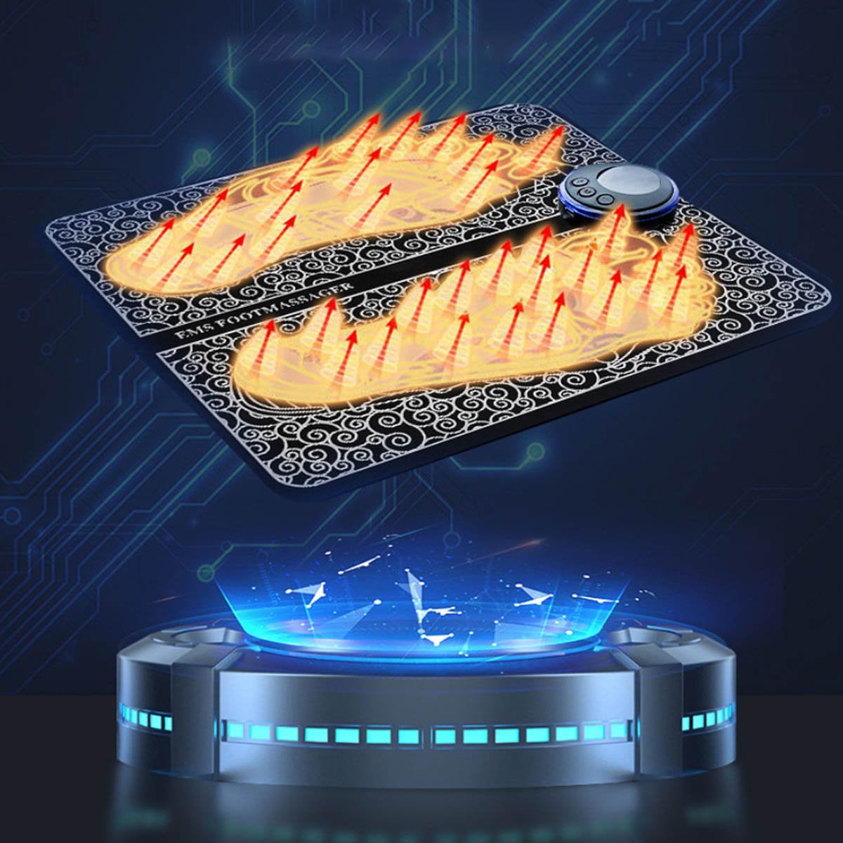 DERCLIVE PORTABLE EMS ELECTRIC FOOT MASSAGER MAT PAD USB LCD RECHARGEABLE - 6 MODES, 9 INTENSITY LEVELS - LEG RESHAPING FOR MEN WOMEN