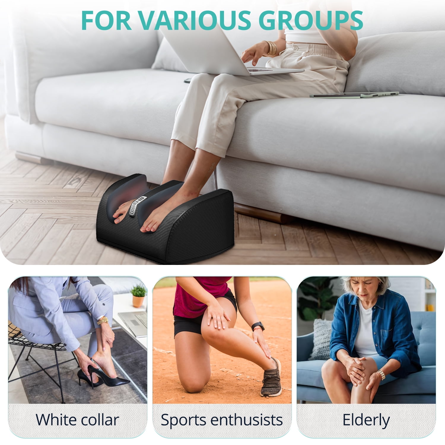 SUPERBEAUTY FOOT MASSAGER WITH HEAT, DEEP TISSUE MASSAGE FOR FEET AND CALVES - IDEAL GIFTS FOR PARENTS