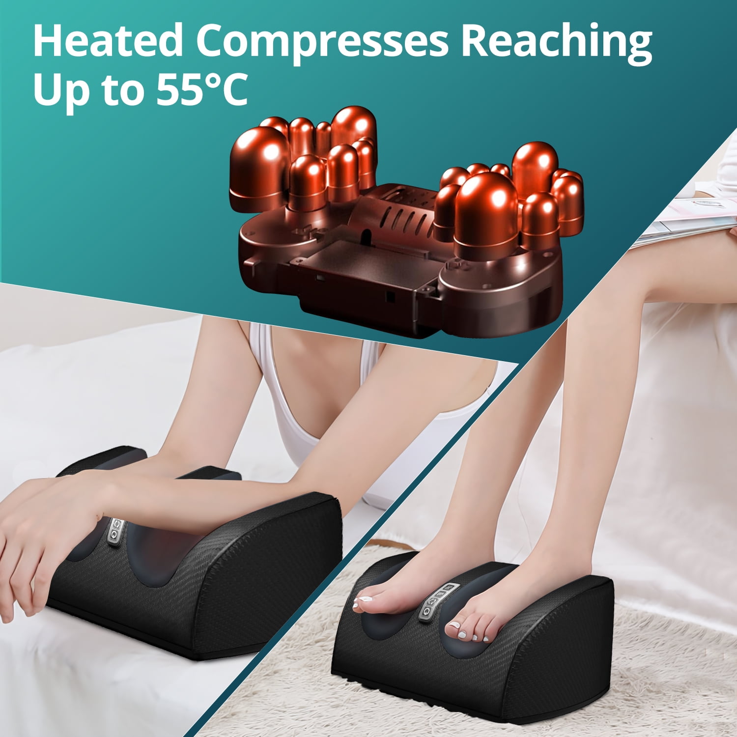 SUPERBEAUTY FOOT MASSAGER WITH HEAT, DEEP TISSUE MASSAGE FOR FEET AND CALVES - IDEAL GIFTS FOR PARENTS