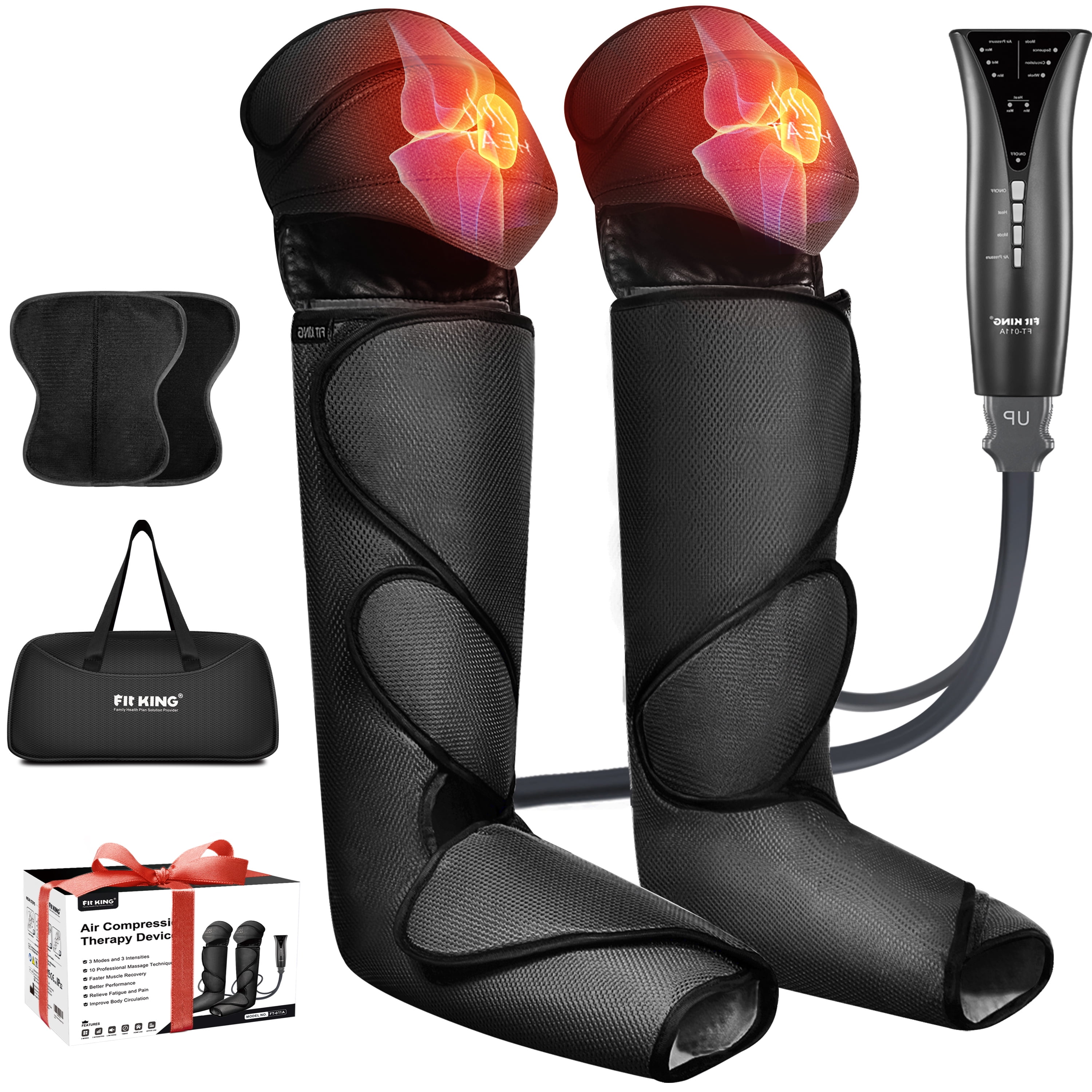 FIT KING FOOT AND LEG MASSAGER WITH KNEE HEAT, HAND CONTROLLER, MULTIPLE MASSAGE MODES - RELAX MUSCLES, FSA/HSA ELIGIBLE'