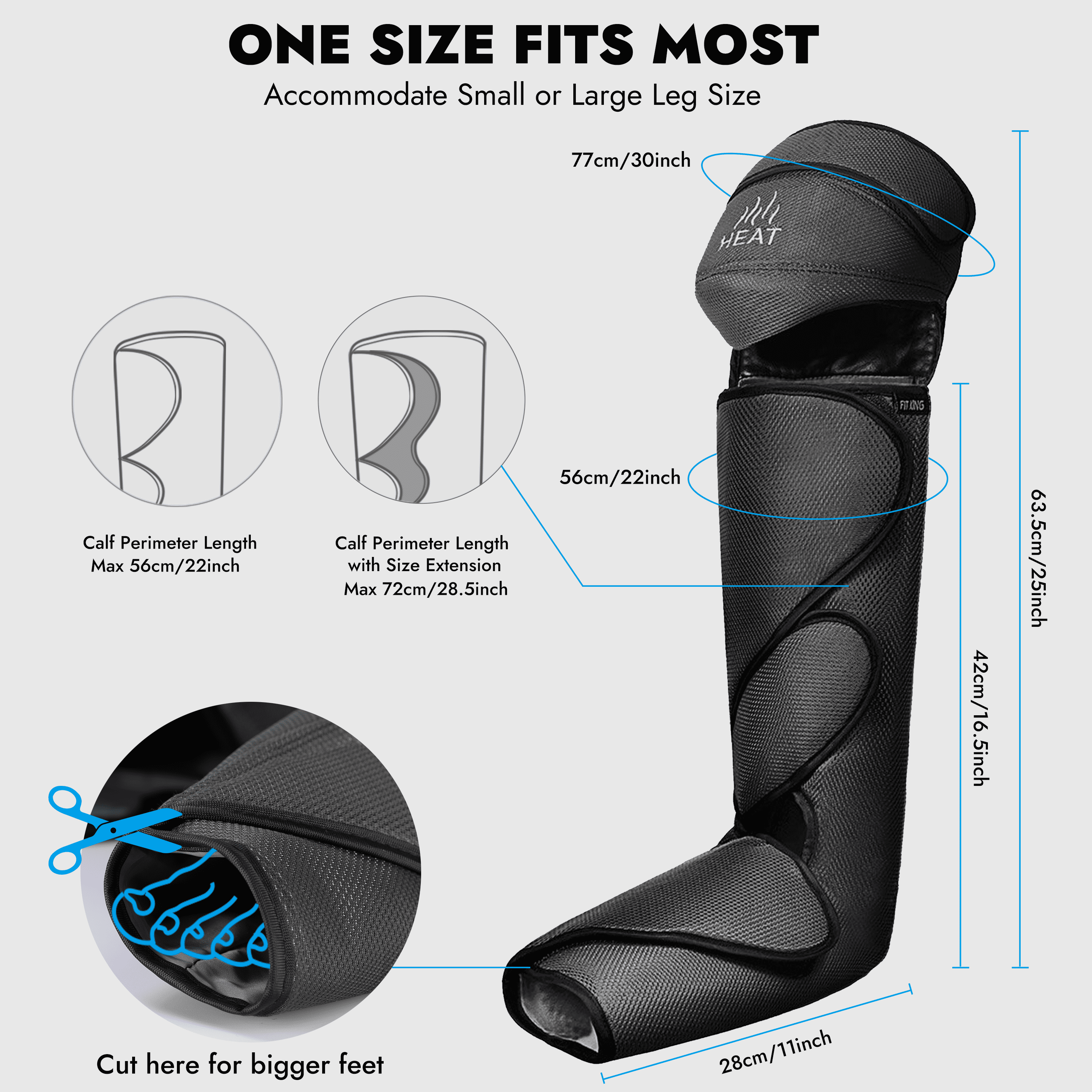FIT KING FOOT AND LEG MASSAGER WITH KNEE HEAT, HAND CONTROLLER, MULTIPLE MASSAGE MODES - RELAX MUSCLES, FSA/HSA ELIGIBLE'