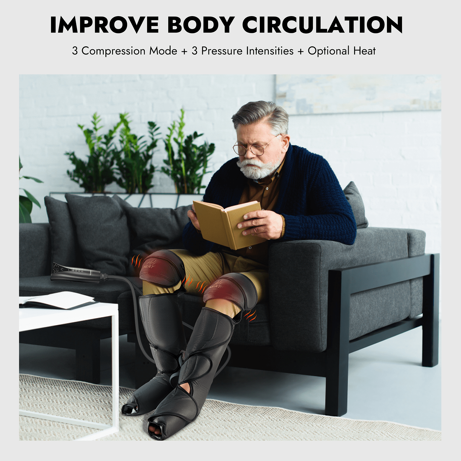 FIT KING FOOT AND LEG MASSAGER WITH KNEE HEAT, HAND CONTROLLER, MULTIPLE MASSAGE MODES - RELAX MUSCLES, FSA/HSA ELIGIBLE'