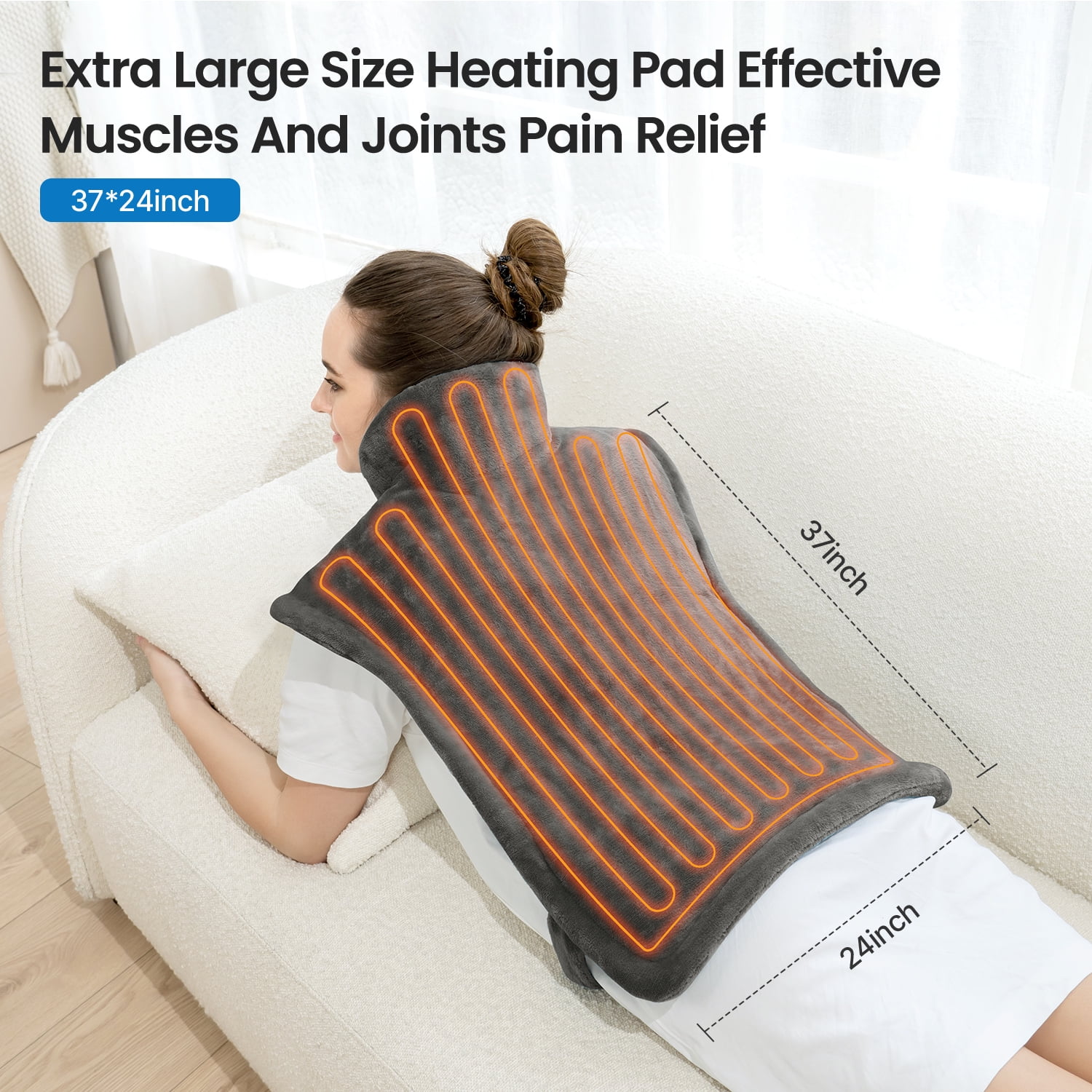 RENPHO Large Heating Pad with 6 Heat Levels, Auto Shut-off - Neck, Shoulders, Back - 24*37" Size