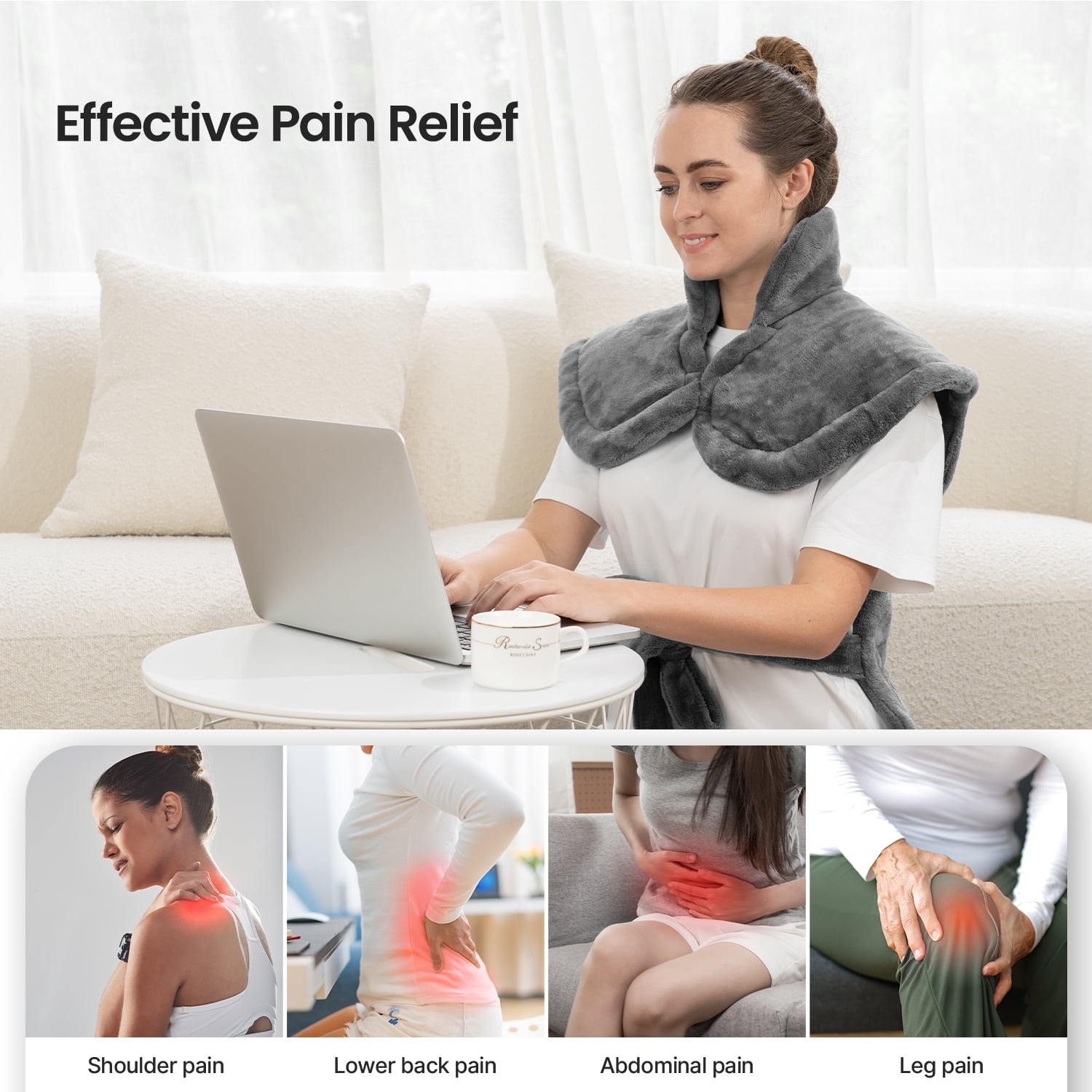 RENPHO Large Heating Pad with 6 Heat Levels, Auto Shut-off - Neck, Shoulders, Back - 24*37" Size