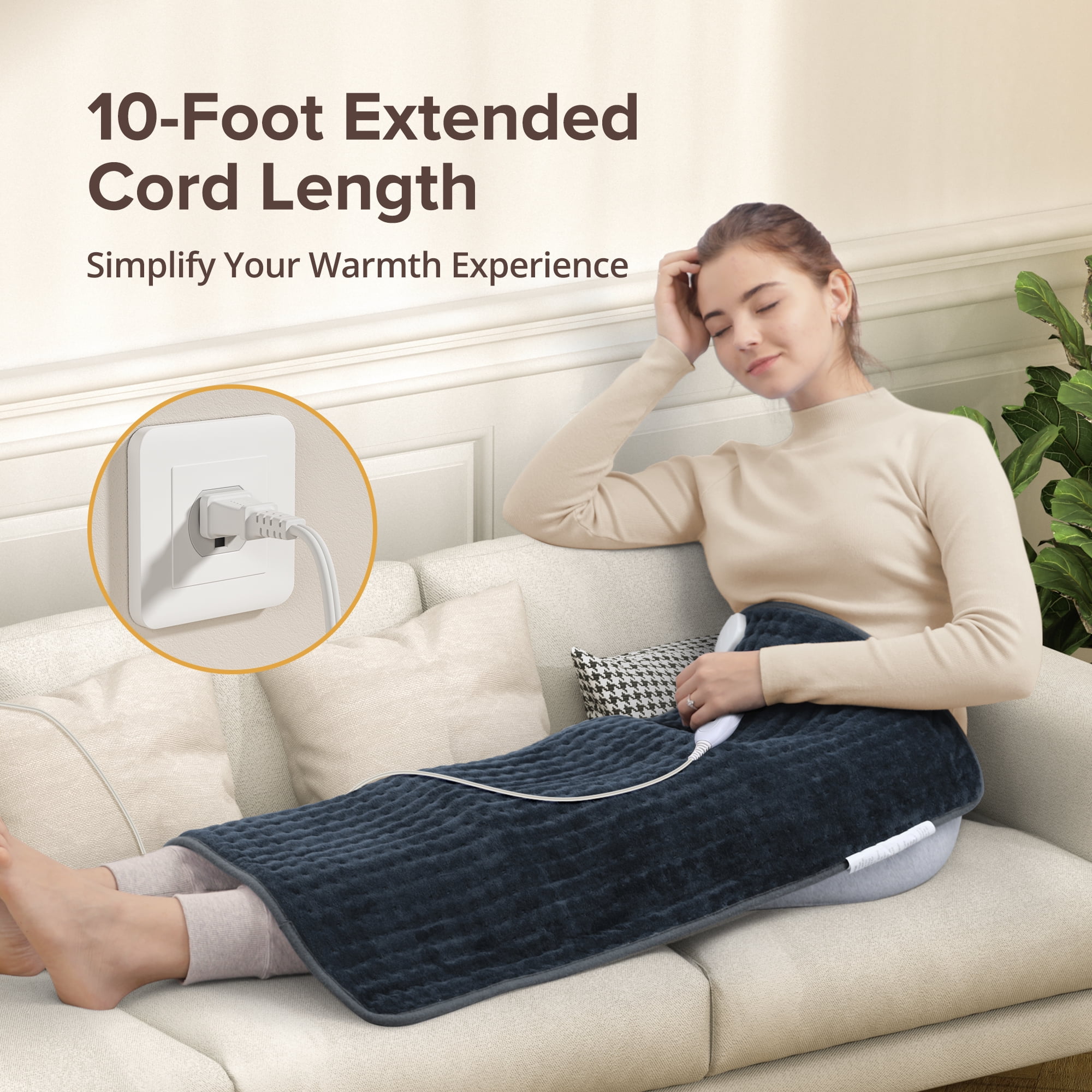 Sable XXX-Large Heating Pad for Back Relief, 33" X 17", 6 Heat Settings, Auto-Off - Machine Washable