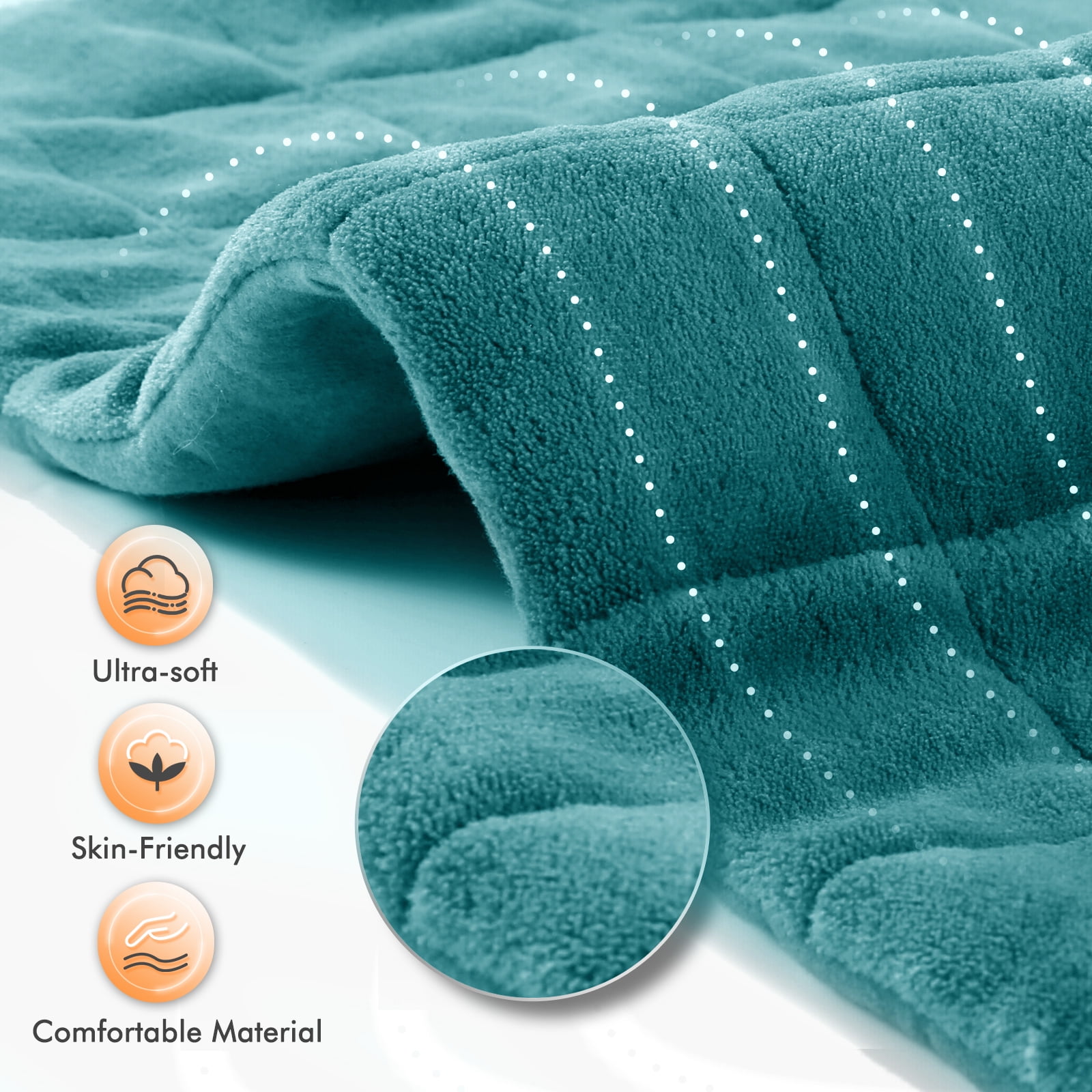 MAXKARE XL WEIGHTED HEATING PAD 33"X18", 6 HEAT LEVELS, 3 TIMER SETTINGS - BACK NECK SHOULDER PAIN RELIEF, LIGHT BLUE
