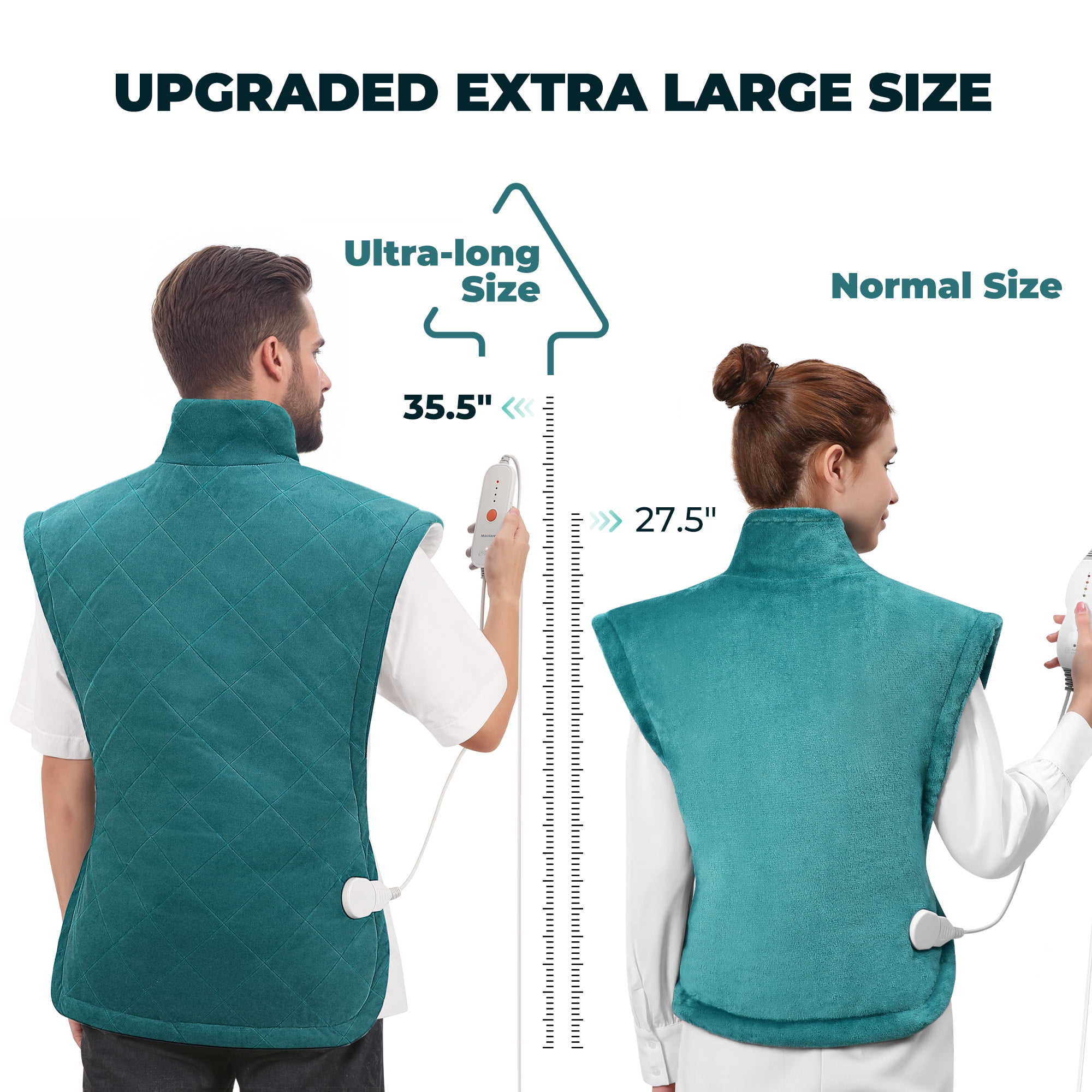 MaxKare Extra Large MaxKare Heating Pad - 24"x40" Crystal Soft - 4 Heat Settings - Auto Shut-off - Stress Relief - Green & White