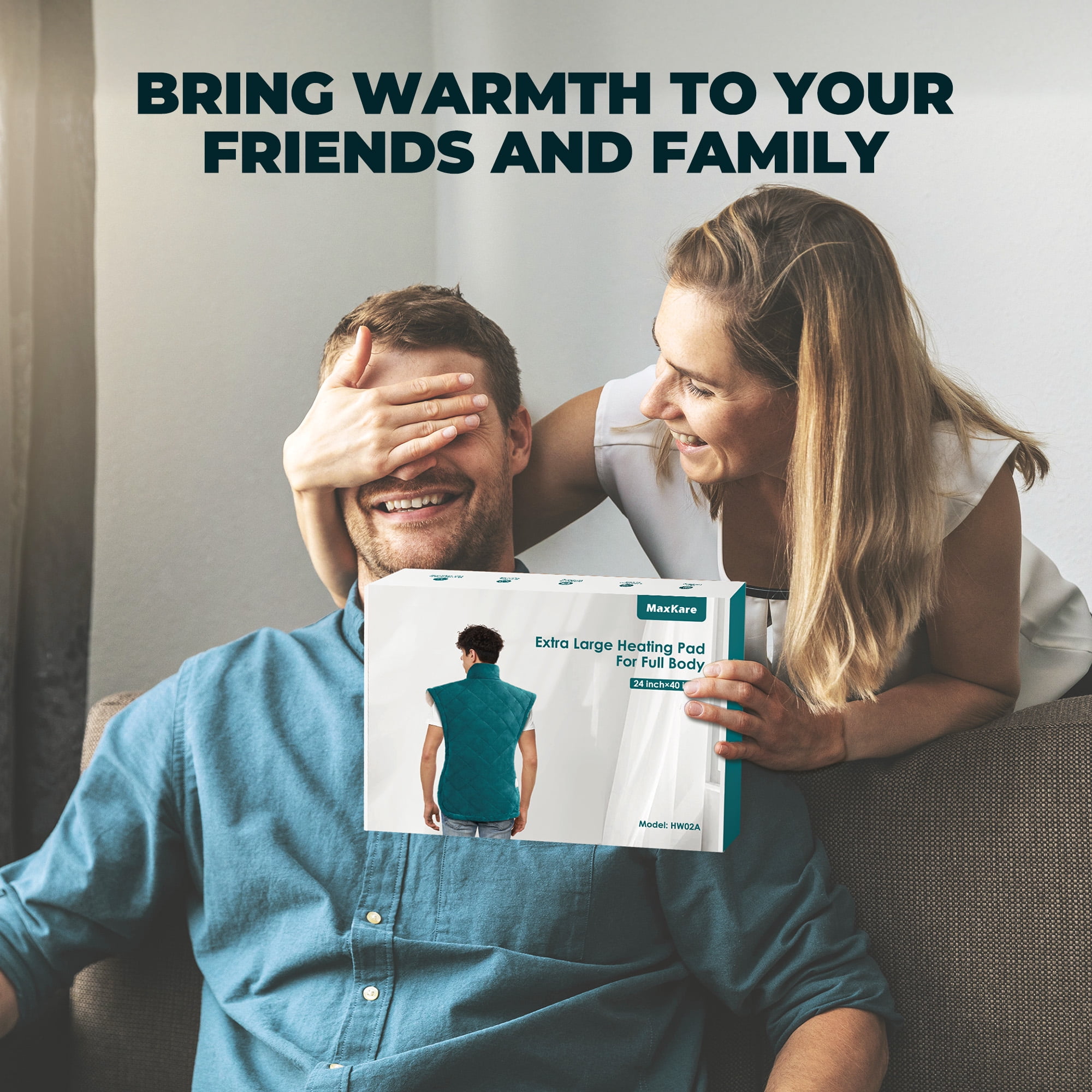 MaxKare Extra Large MaxKare Heating Pad - 24"x40" Crystal Soft - 4 Heat Settings - Auto Shut-off - Stress Relief - Green & White