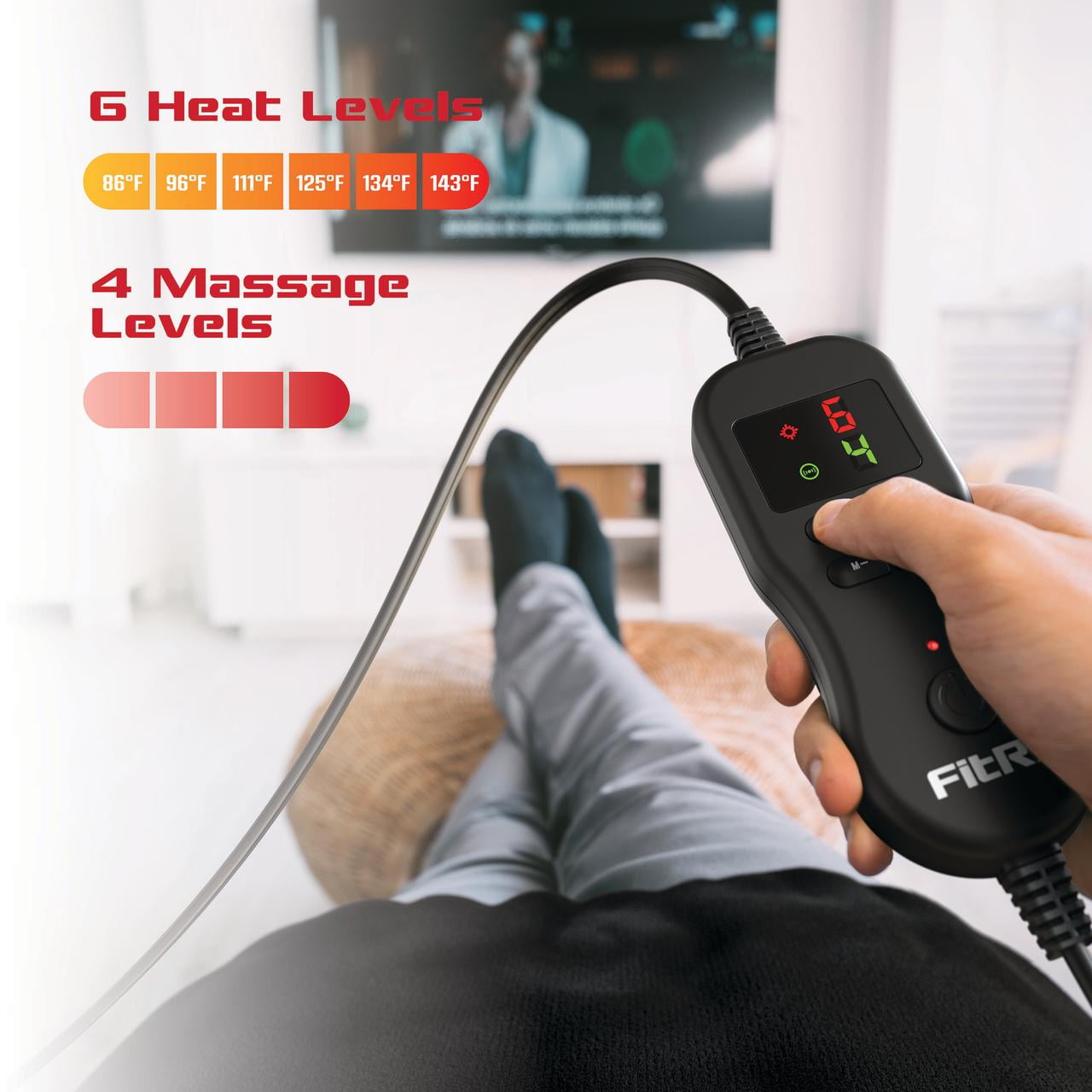 FitRx Recovery Heat Plus 4lbs Weighted Electric Heating Pad for Back Pain Relief, 12x24in