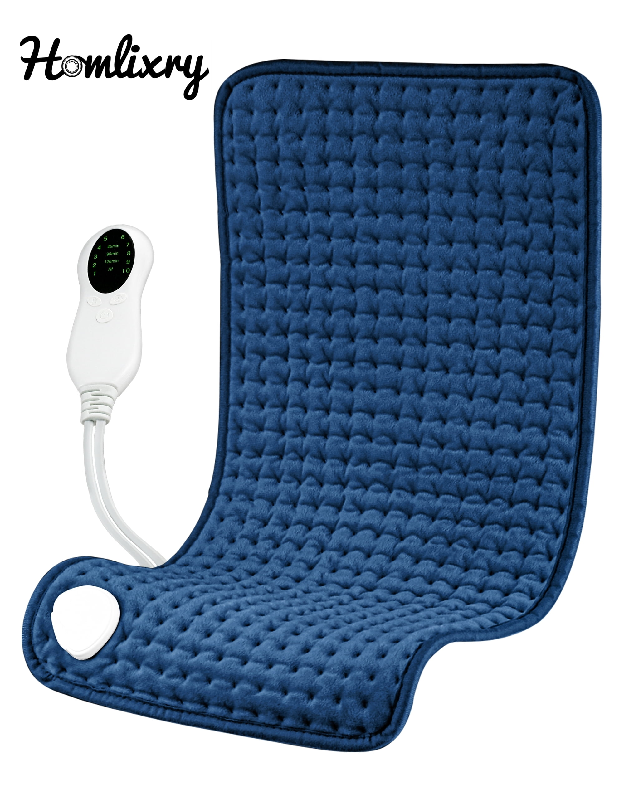 HOMLIXRY XXXL ELECTRIC HEATING PAD FOR PAIN RELIEF - 17" X 33", 10 HEAT SETTINGS, AUTO SHUT OFF - BLUE