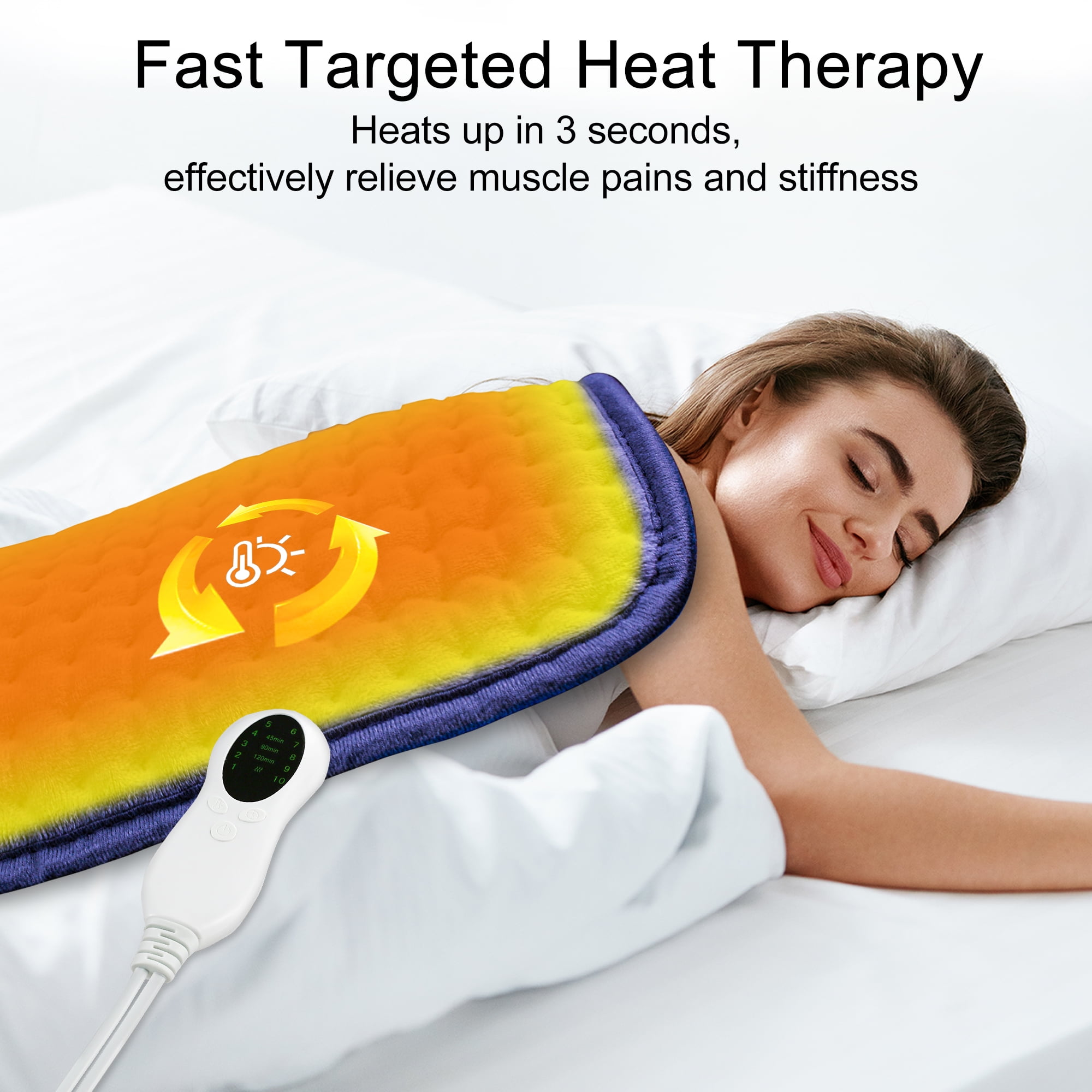 HOMLIXRY XXXL ELECTRIC HEATING PAD FOR PAIN RELIEF - 17" X 33", 10 HEAT SETTINGS, AUTO SHUT OFF - BLUE