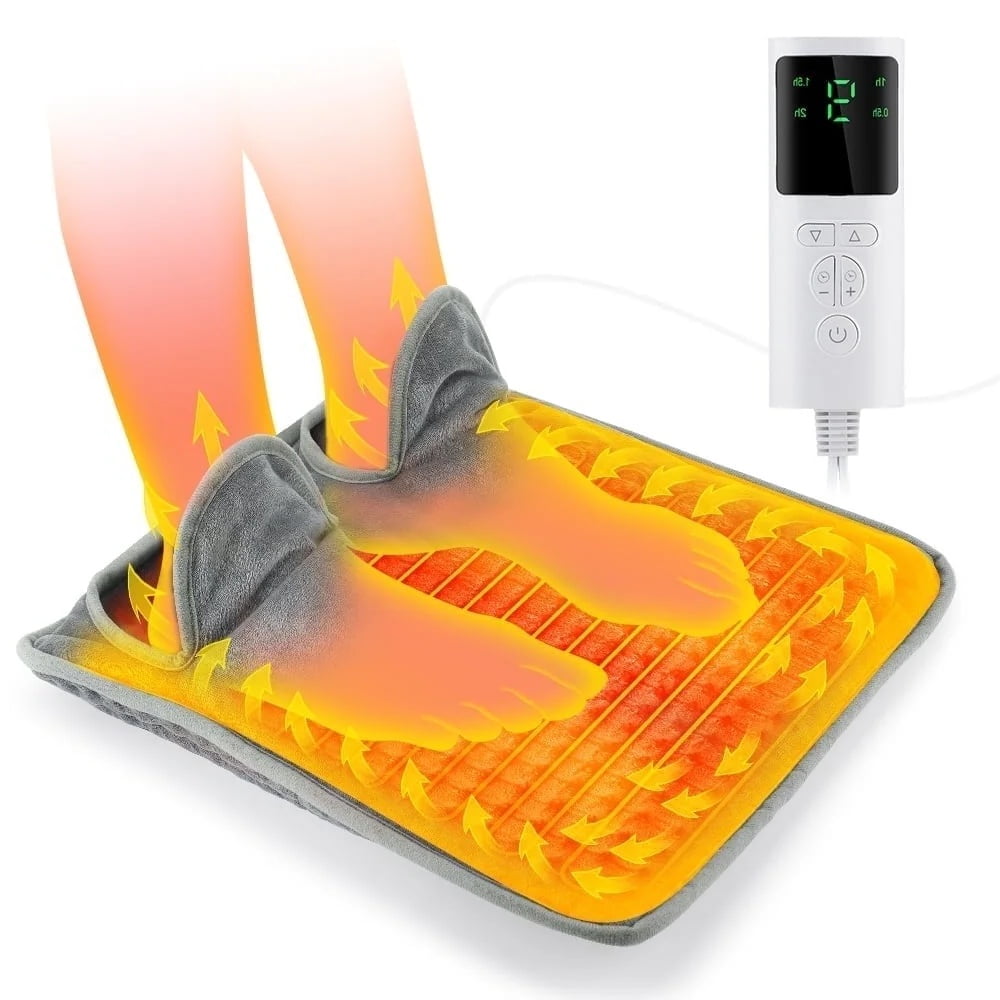 HECHOVINEN ELECTRIC HEATED FOOT WARMERS FOR WOMEN AND MEN, FAST HEATING PAD WITH TIMER, WASHABLE - 15.74" X 15.55"