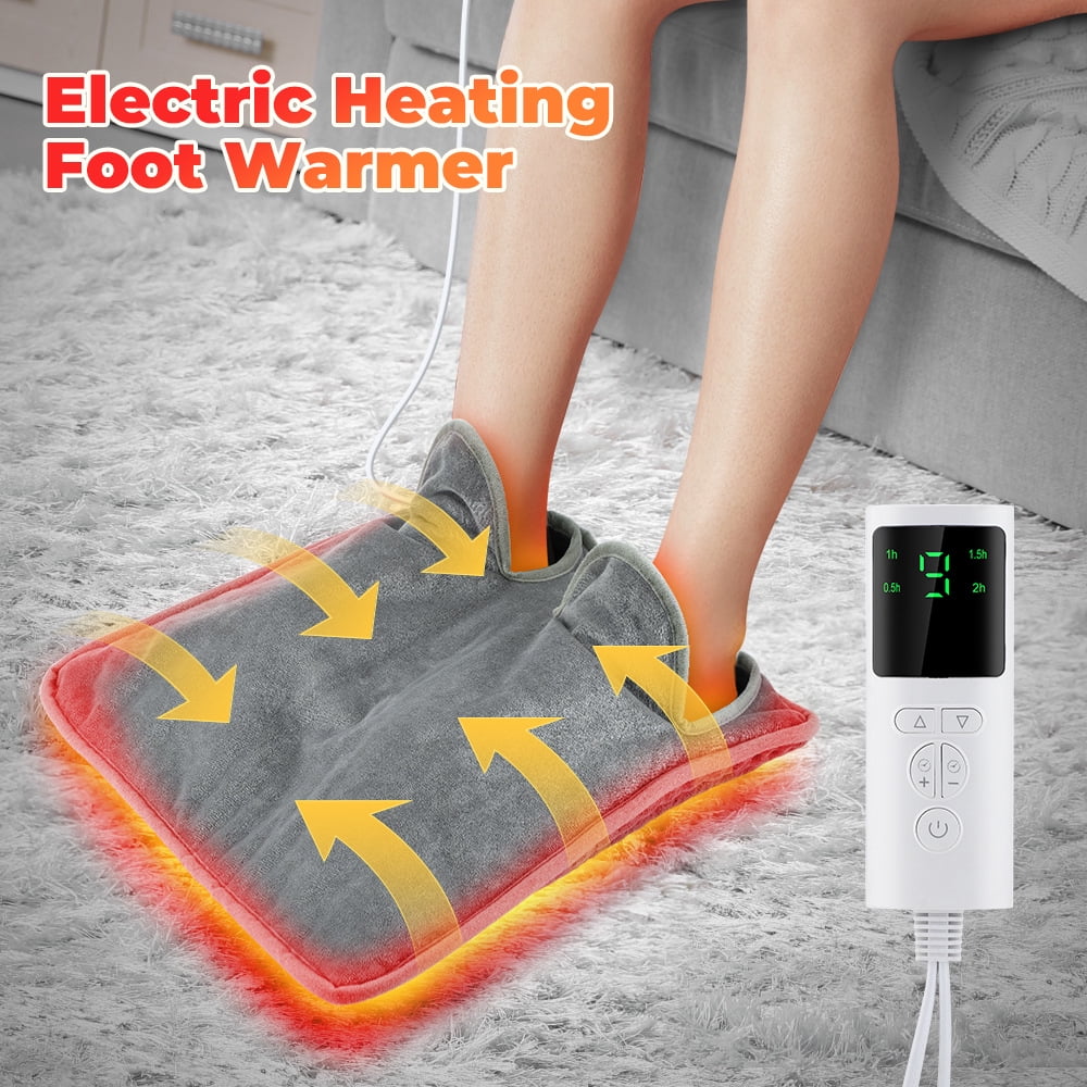 HECHOVINEN ELECTRIC HEATED FOOT WARMERS FOR WOMEN AND MEN, FAST HEATING PAD WITH TIMER, WASHABLE - 15.74" X 15.55"