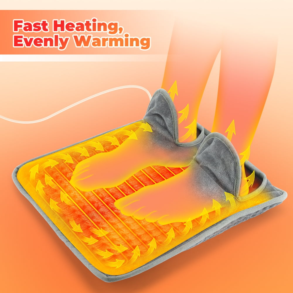 HECHOVINEN ELECTRIC HEATED FOOT WARMERS FOR WOMEN AND MEN, FAST HEATING PAD WITH TIMER, WASHABLE - 15.74" X 15.55"