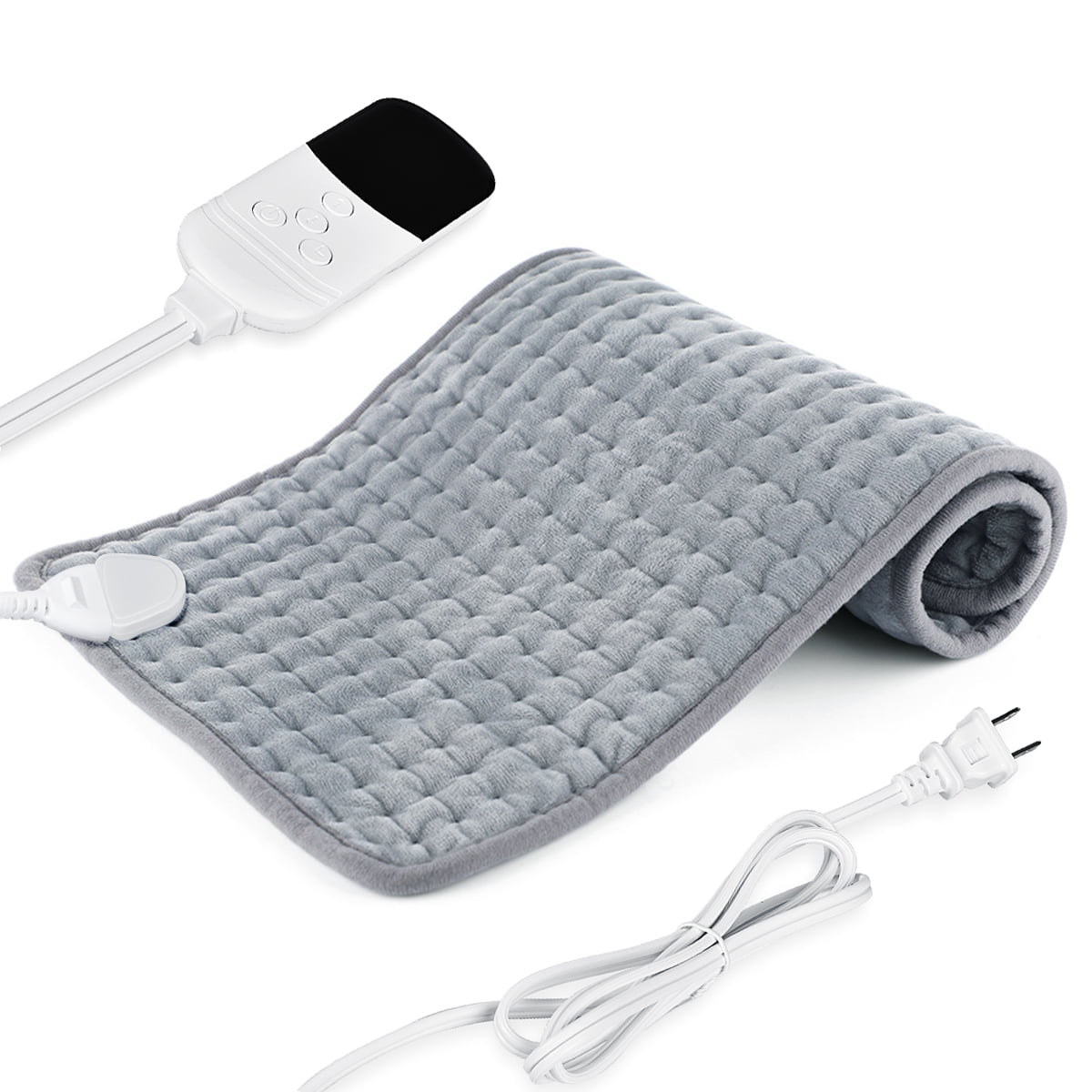 INSMART ELECTRIC HEAT PAD, DRY & MOIST HEAT OPTIONS, AUTO SHUT OFF - GRAY (12X24)