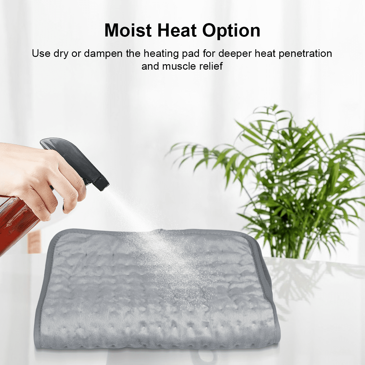INSMART ELECTRIC HEAT PAD, DRY & MOIST HEAT OPTIONS, AUTO SHUT OFF - GRAY (12X24)