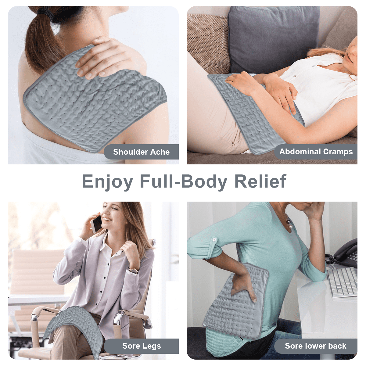 INSMART ELECTRIC HEAT PAD, DRY & MOIST HEAT OPTIONS, AUTO SHUT OFF - GRAY (12X24)