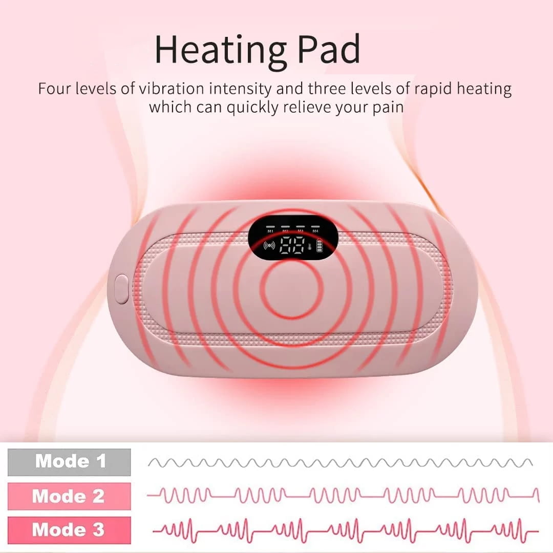 Cordless Pink Heating Pad for Menstrual Cramps Relief - Stomach and Back Pain