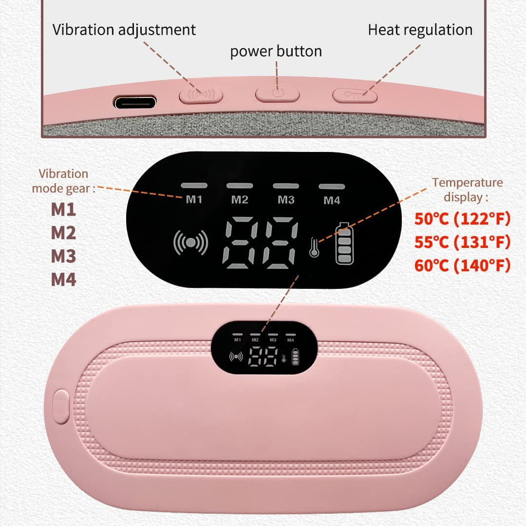 Cordless Pink Heating Pad for Menstrual Cramps Relief - Stomach and Back Pain