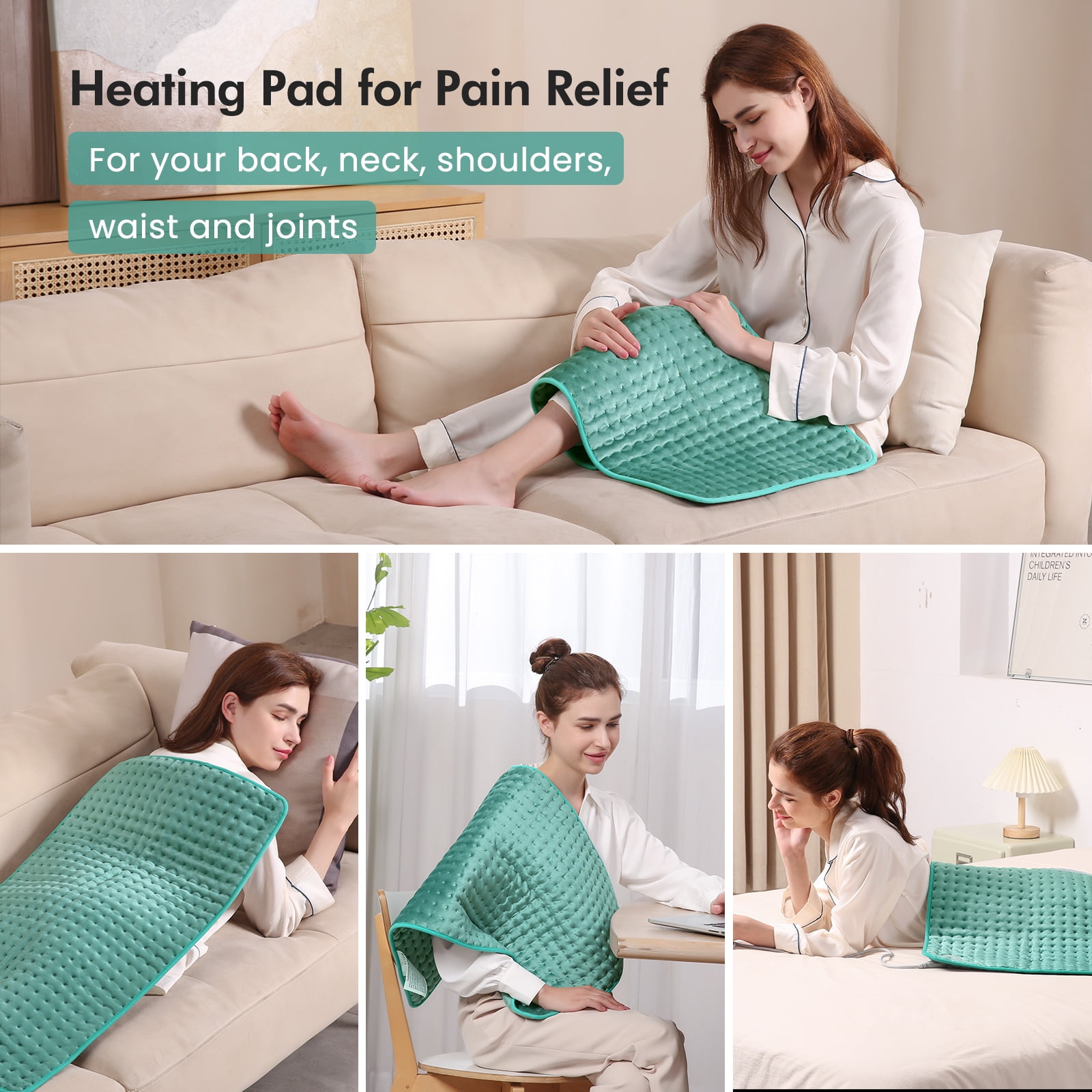 MaxKare Large MaxKare Heating Pad for Full Body, 6 Heat Settings, Auto-off - Green