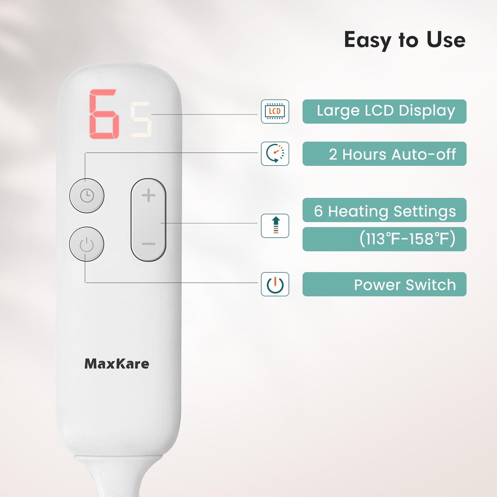 MaxKare Large MaxKare Heating Pad for Full Body, 6 Heat Settings, Auto-off - Green