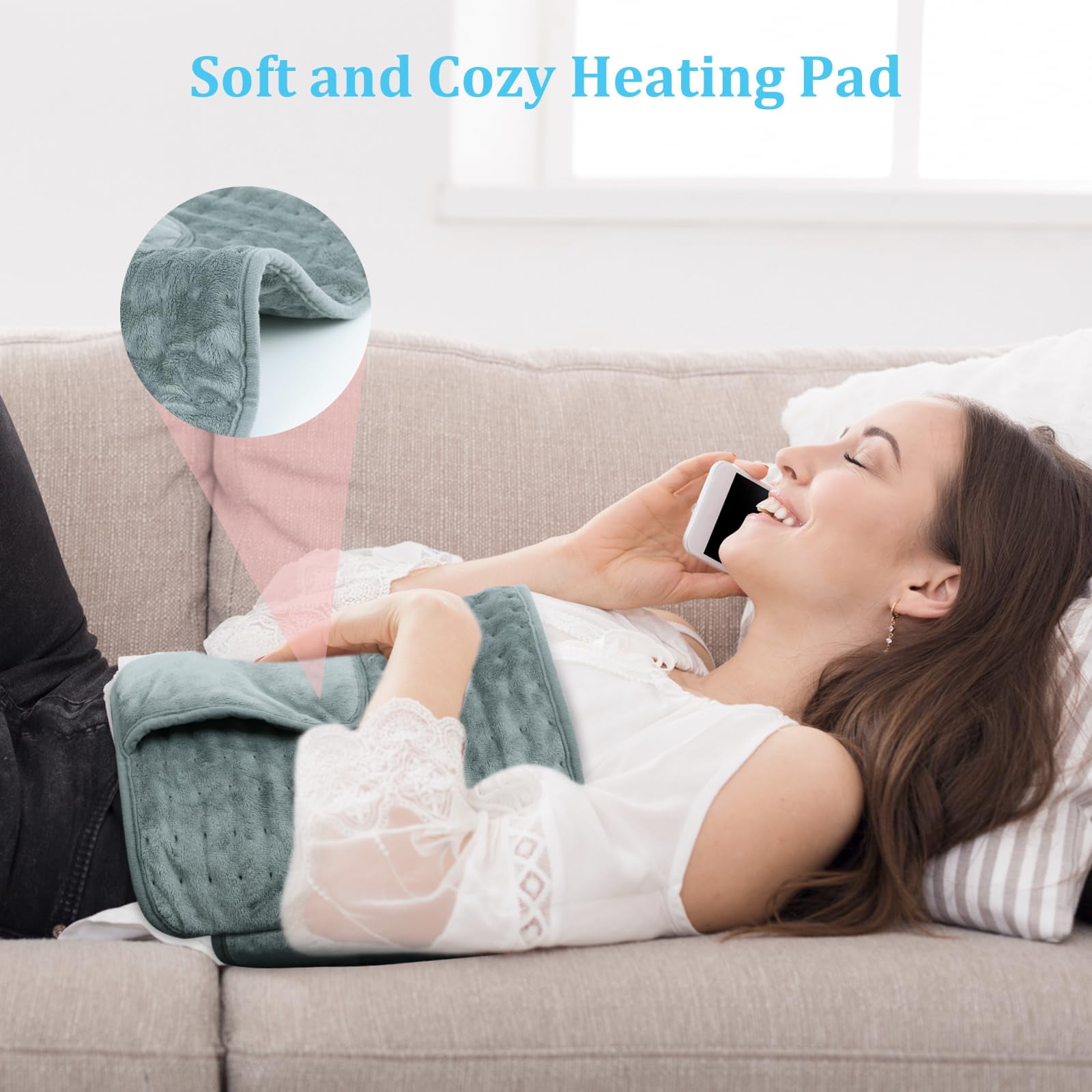 COCOBELA HEATED WRAP FOR BACK PAIN RELIEF - 6-HOUR AUTO SHUT OFF, 12X24 PAD + 20" BELT, ADJUSTABLE HEAT LEVELS