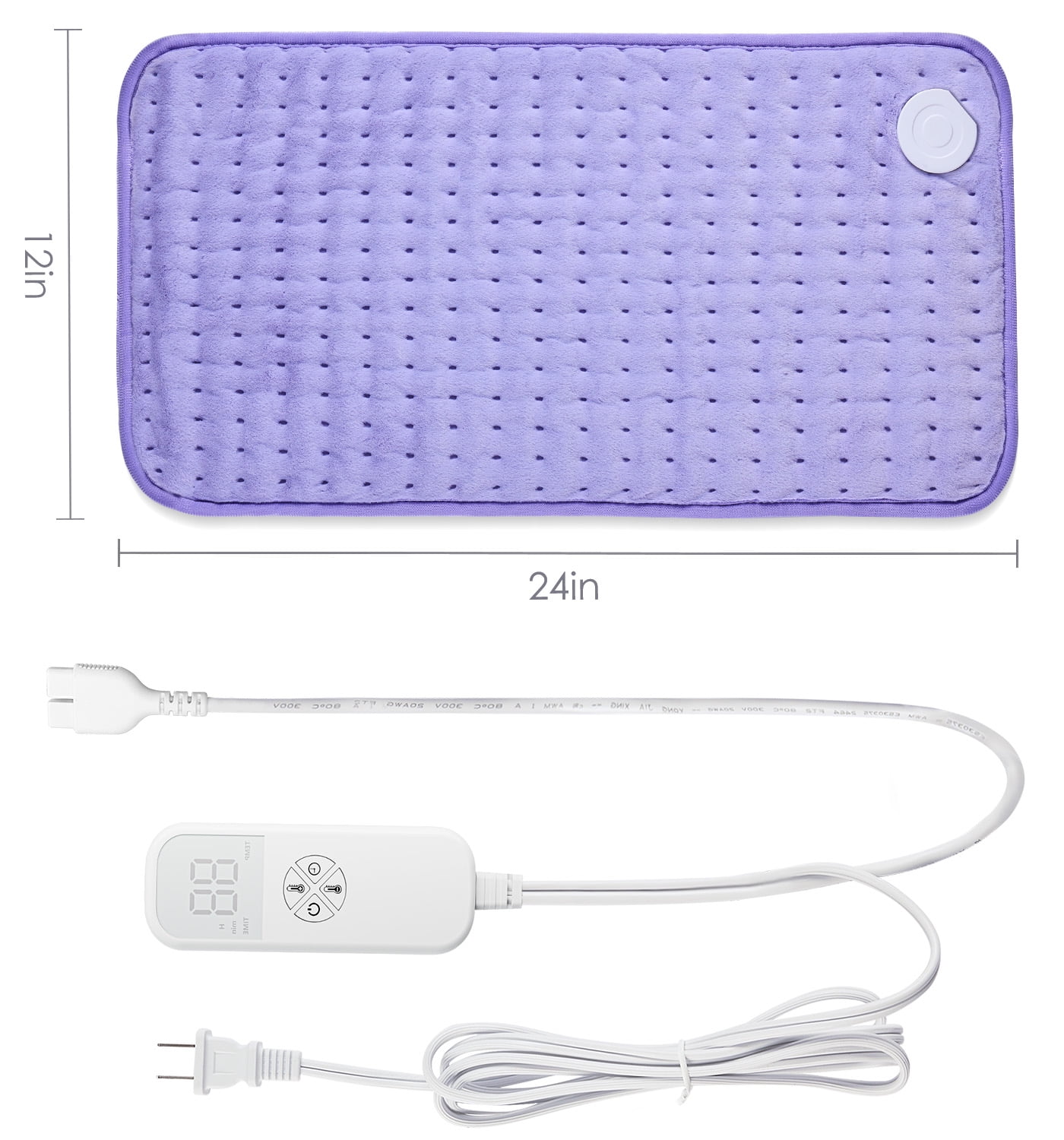 Glamigee Electric Heating Pad for Back Pain Relief - Neck & Shoulder Heat Pad - 6 Settings - Auto-off - Moist Heat - Washable - Purple