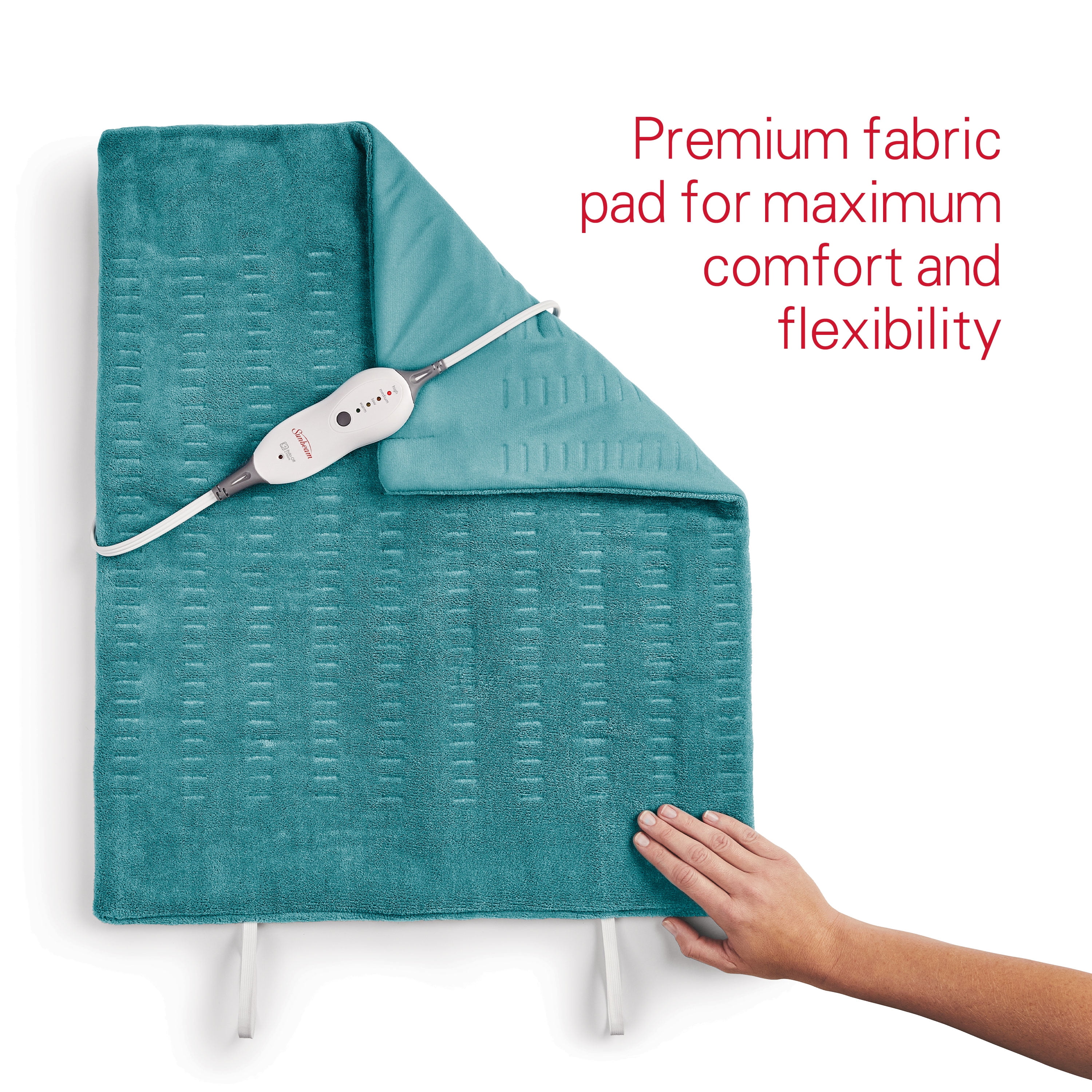 Sunbeam XXL Heating Pad, 4 Heat Settings, 20" x 24", Teal Color - Premium Quality